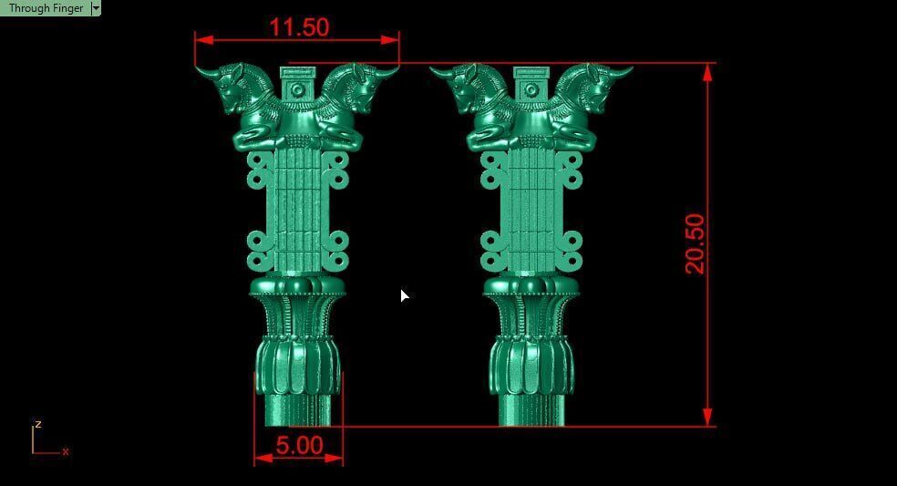 Achaemenid column -highpoly and lowpoly 3D print model_5
