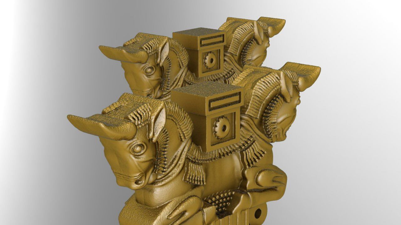 Achaemenid column -highpoly and lowpoly 3D print model_1
