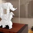 Last Three rhino statue STL 3D print model_3