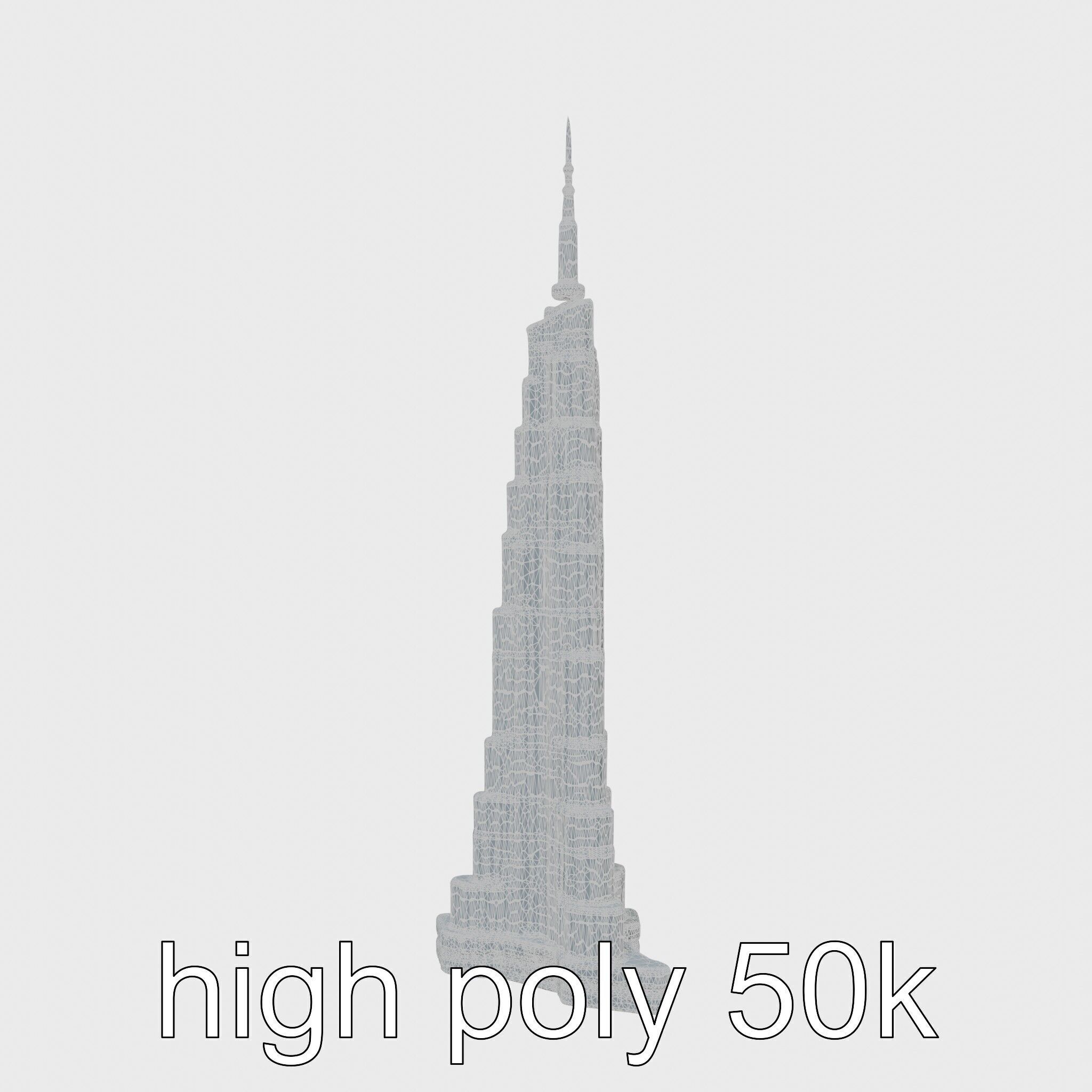 Burj Khalifa Tower Architectural Model Low-poly 3D model_17