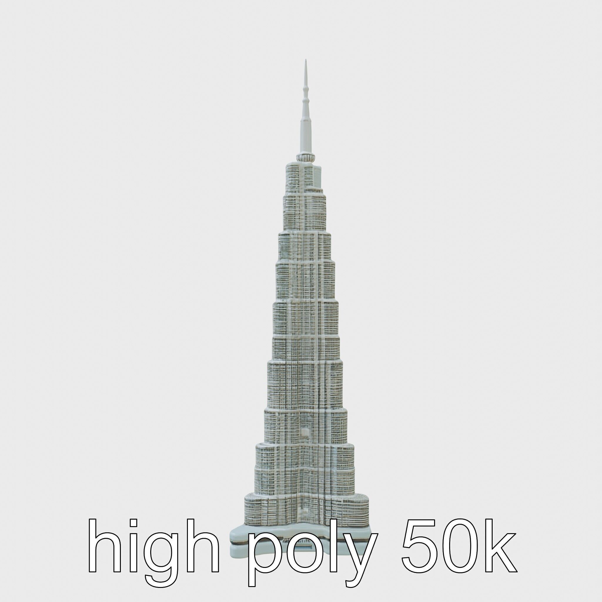Burj Khalifa Tower Architectural Model Low-poly 3D model_5