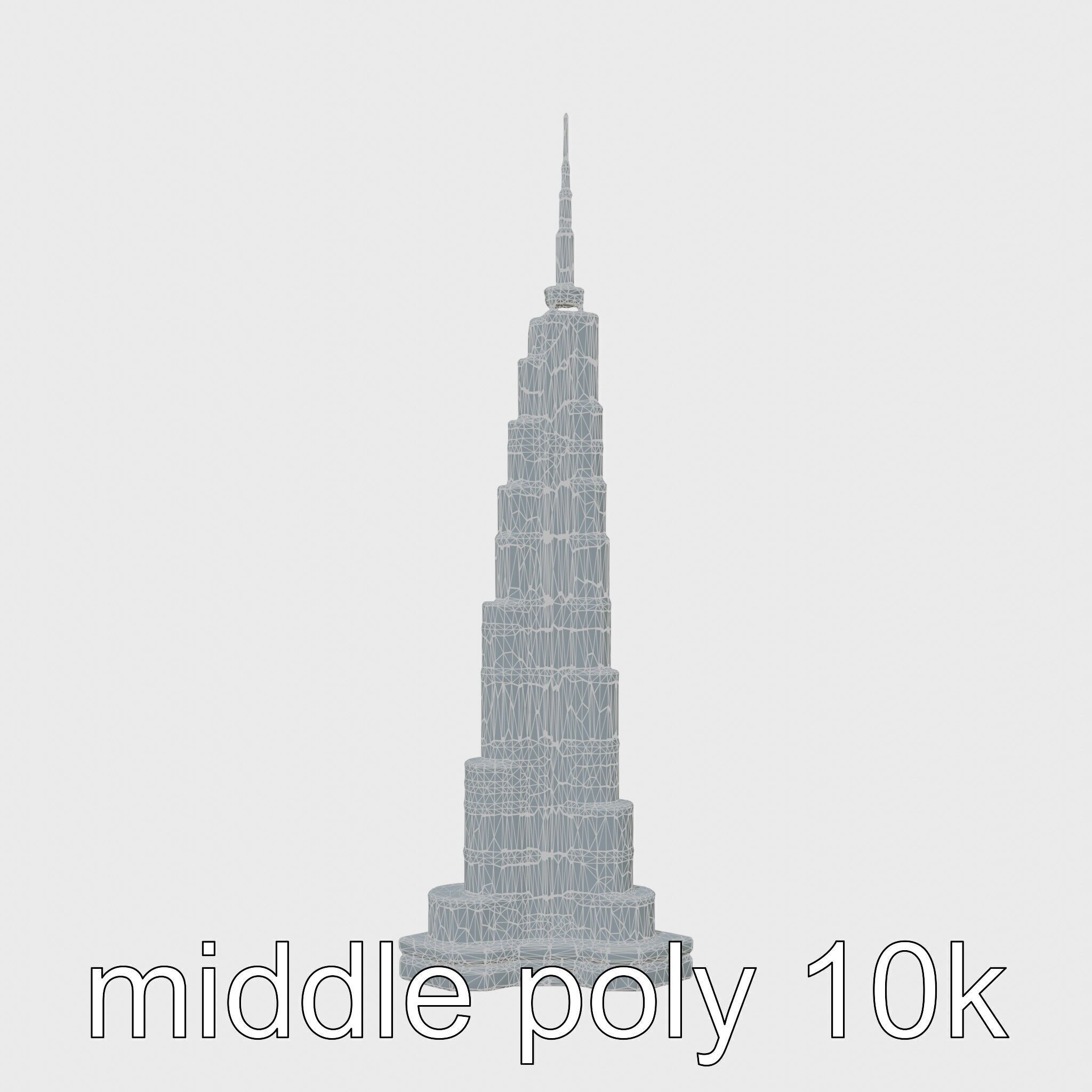 Burj Khalifa Tower Architectural Model Low-poly 3D model_25