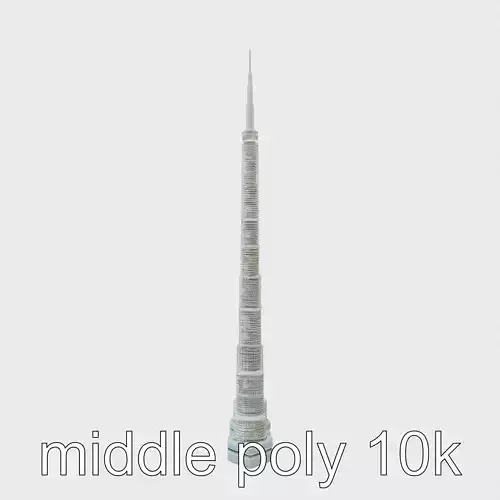 Burj Khalifa Tower Architectural Model Low-poly 3D model