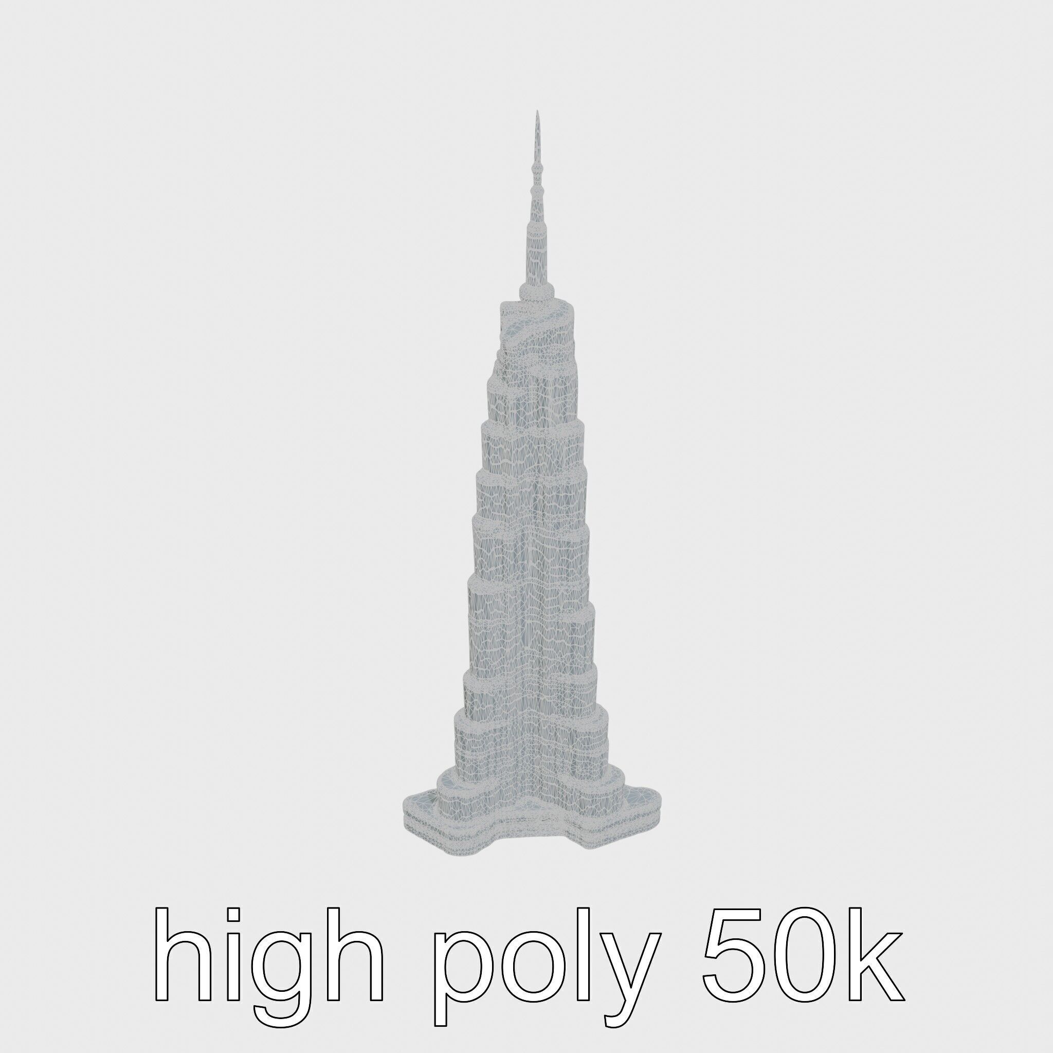 Burj Khalifa Tower Architectural Model Low-poly 3D model_14