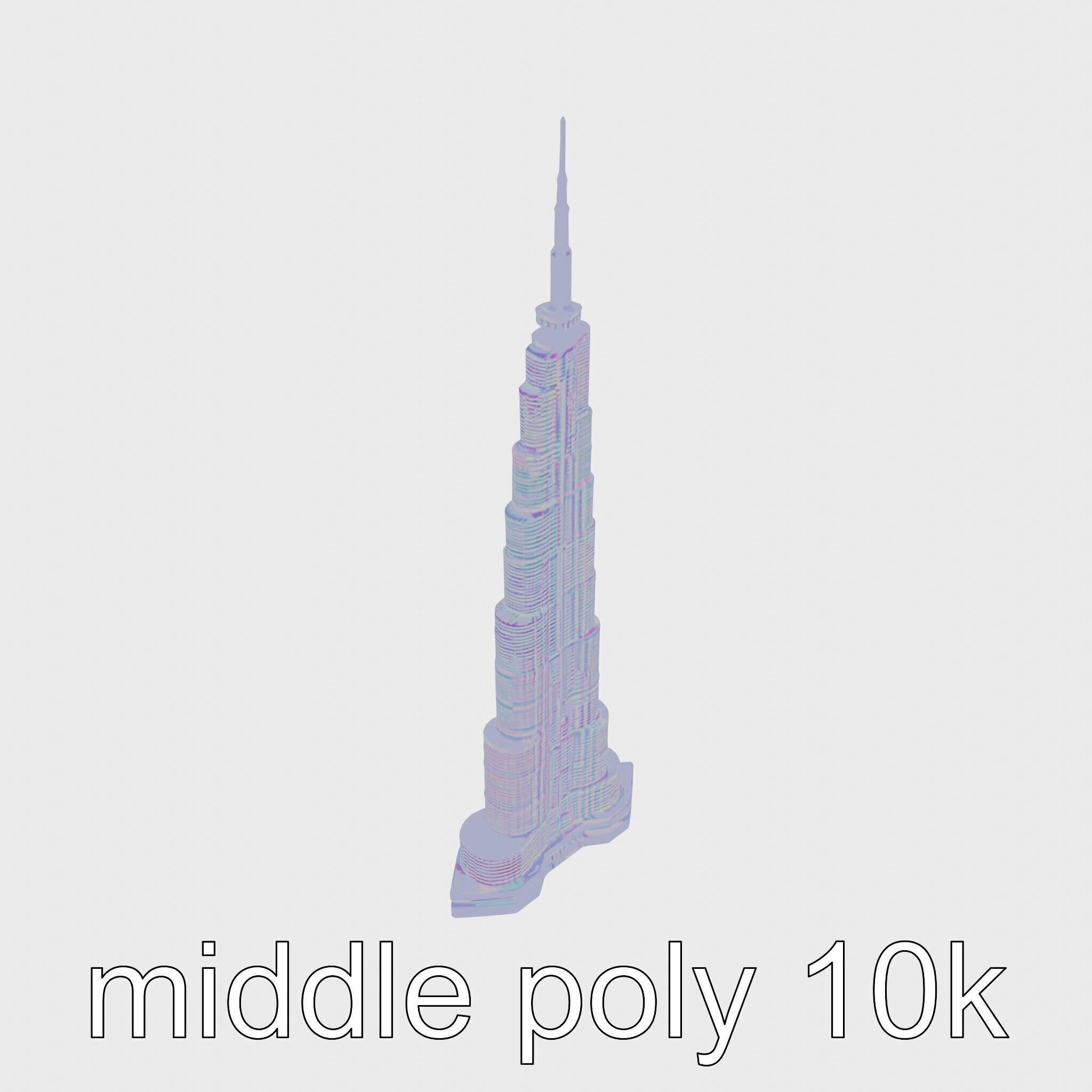 Burj Khalifa Tower Architectural Model Low-poly 3D model_16