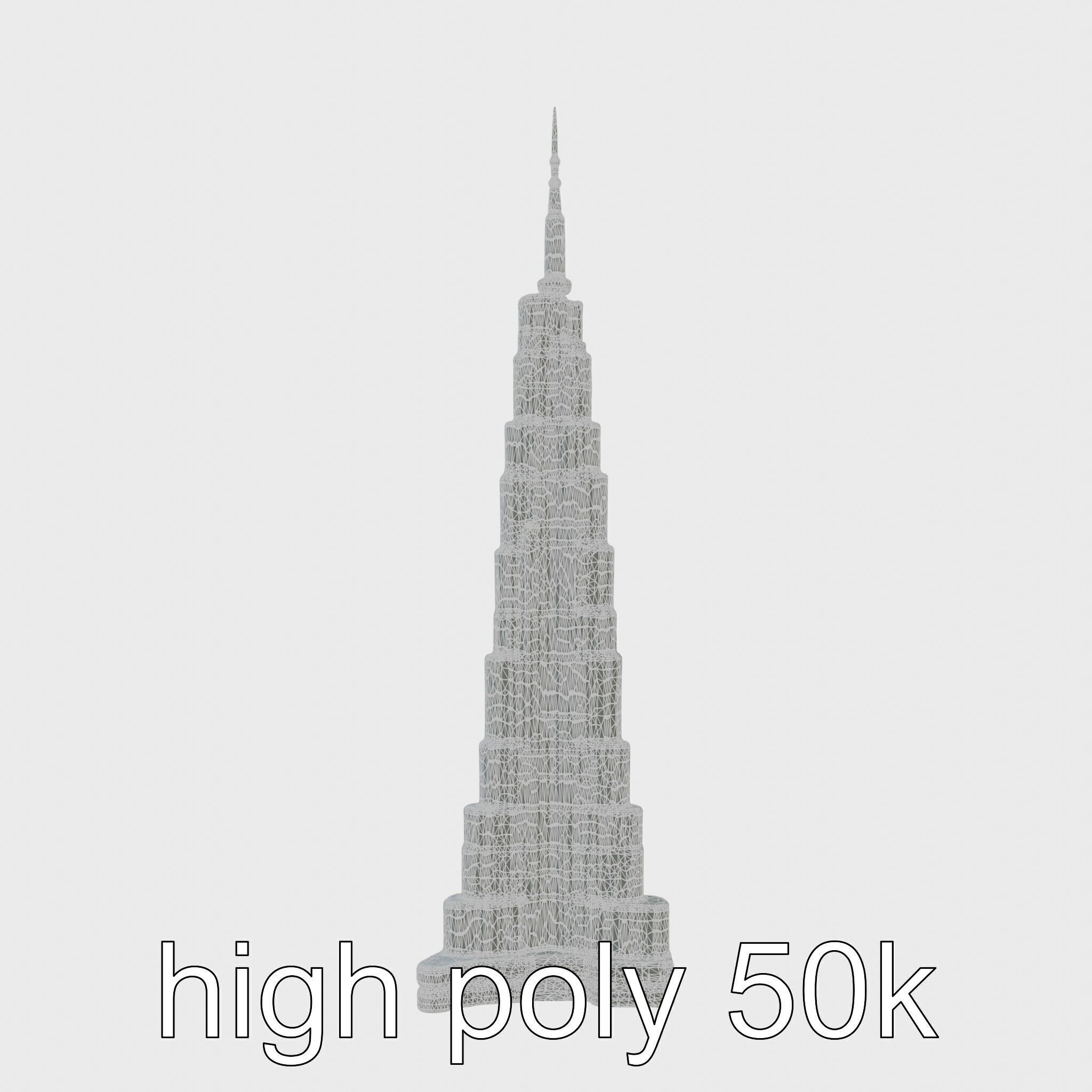 Burj Khalifa Tower Architectural Model Low-poly 3D model_8