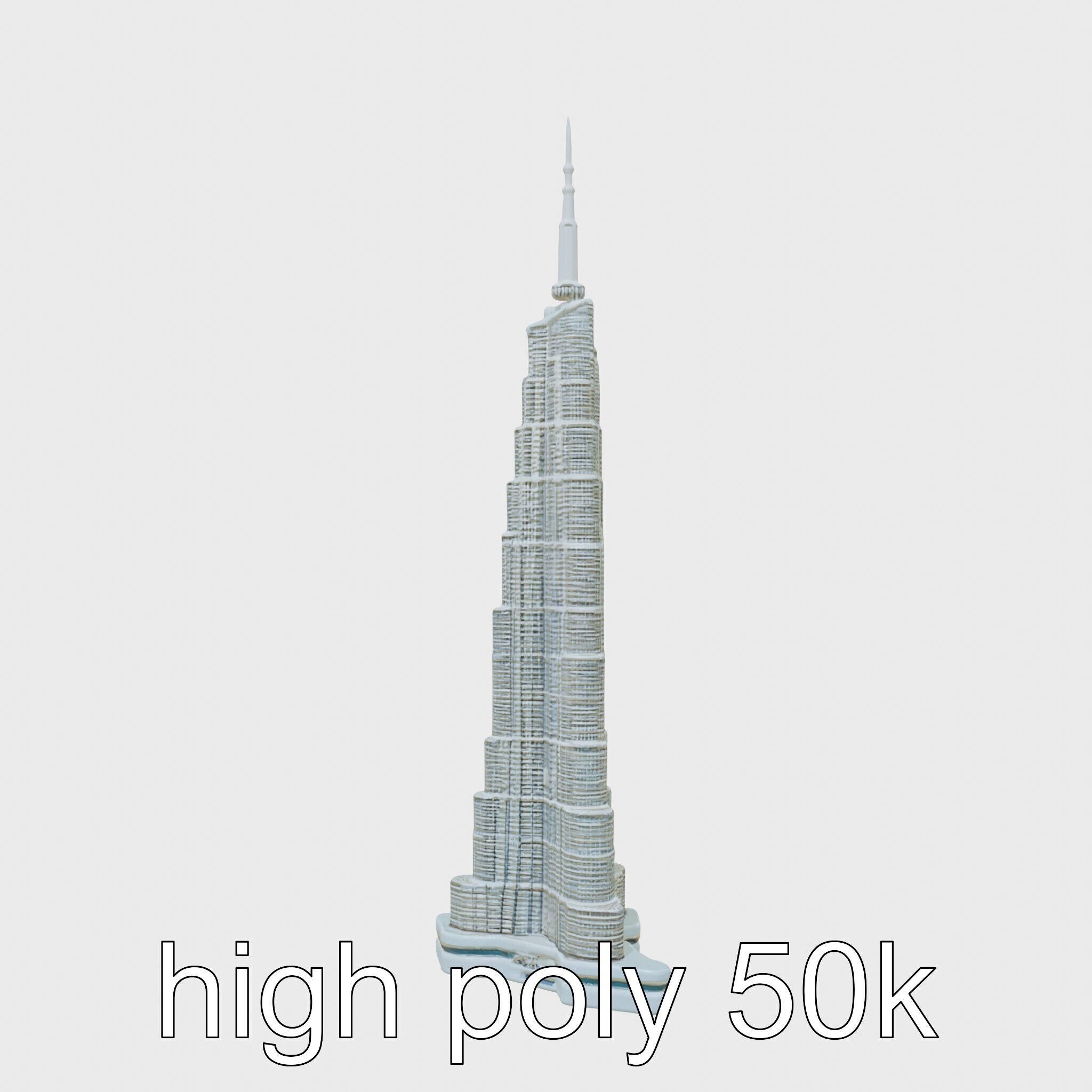 Burj Khalifa Tower Architectural Model Low-poly 3D model_20