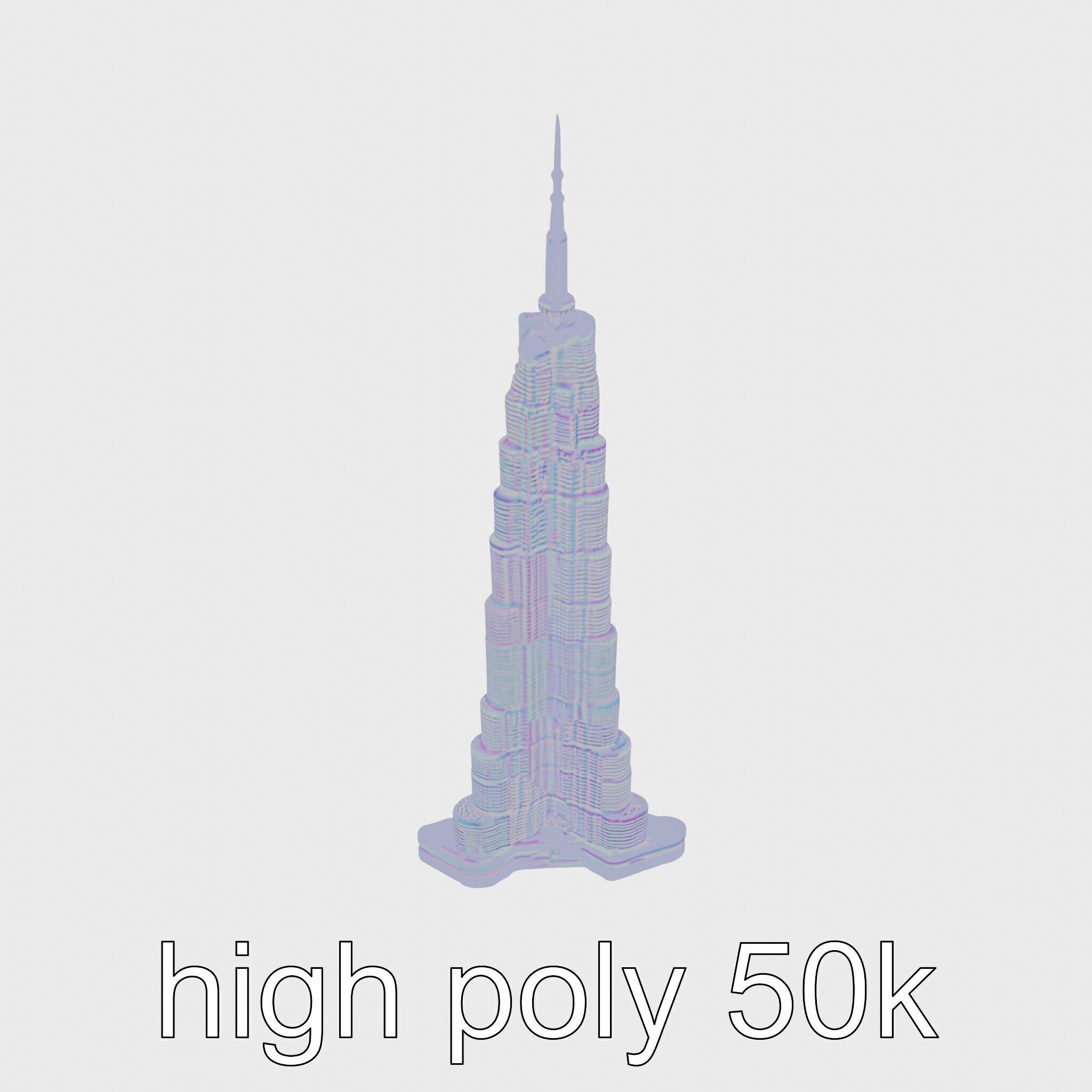 Burj Khalifa Tower Architectural Model Low-poly 3D model_23