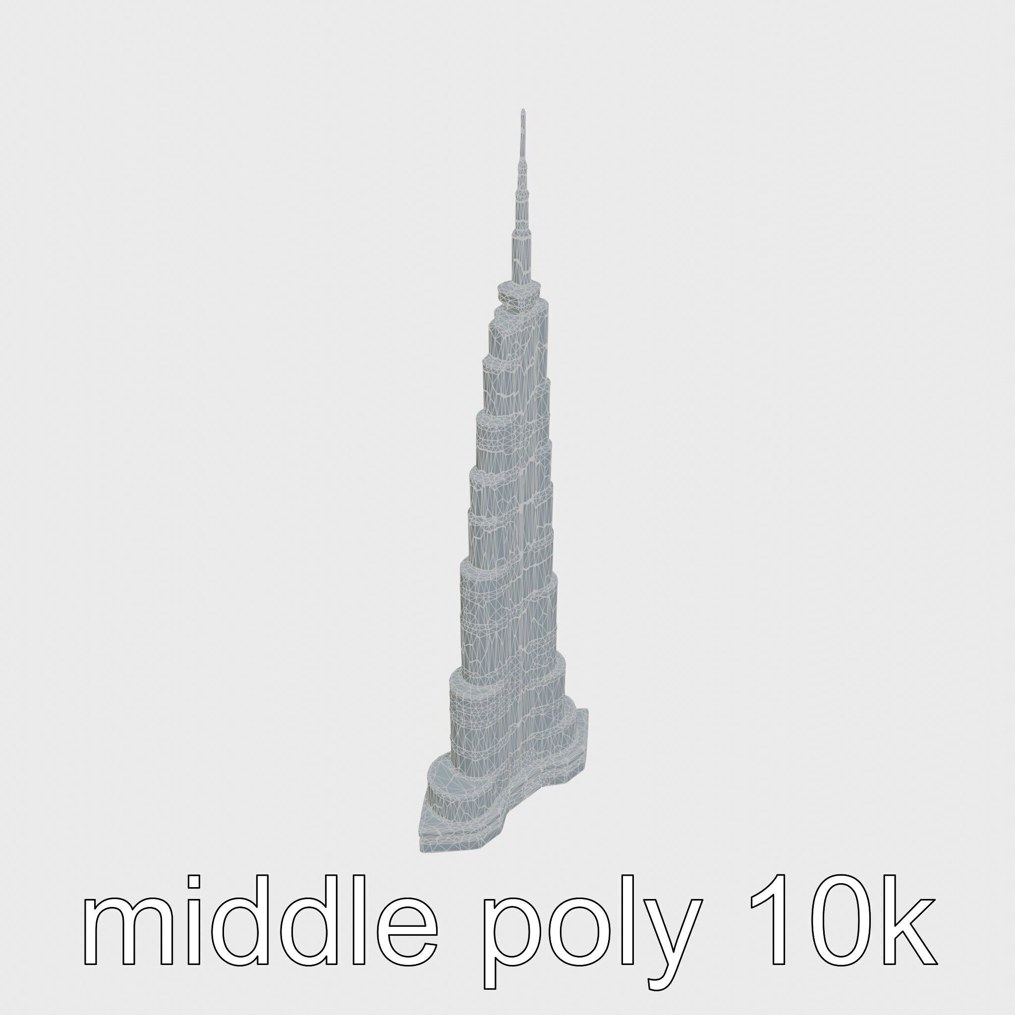 Burj Khalifa Tower Architectural Model Low-poly 3D model_21