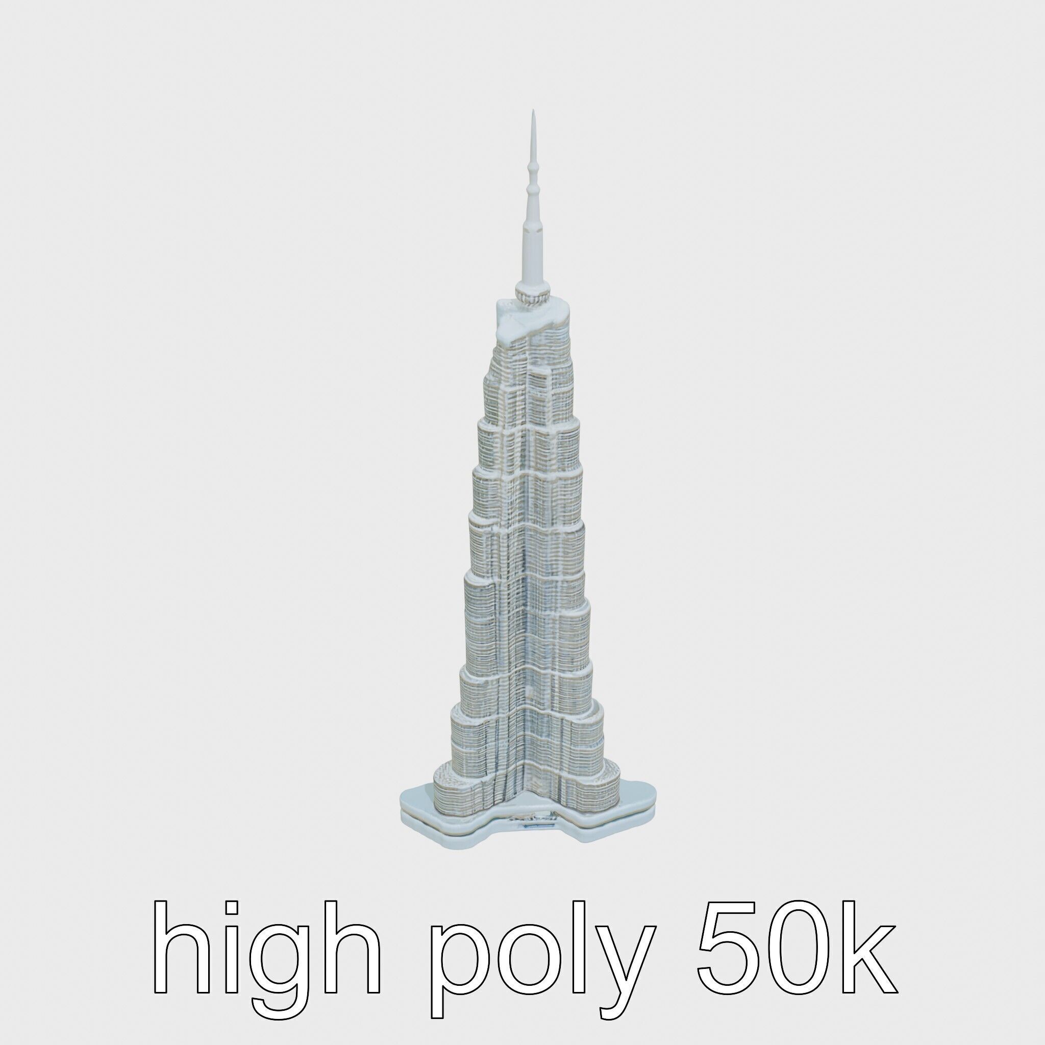 Burj Khalifa Tower Architectural Model Low-poly 3D model_11
