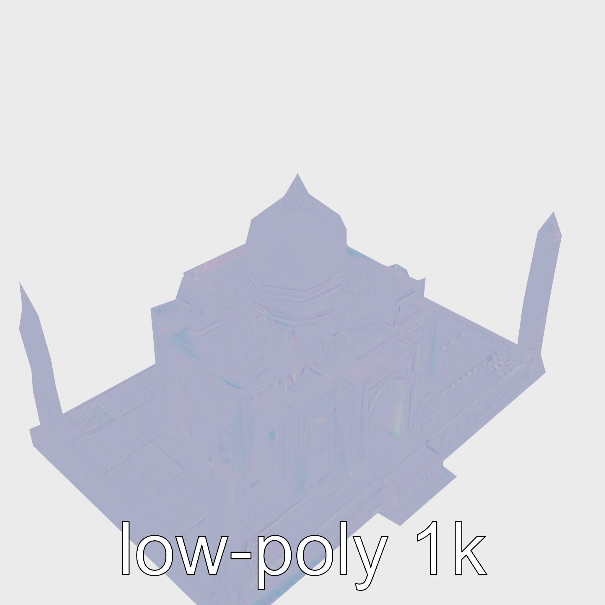 Taj Mahal Elegant Marble Structure Low-poly 3D model_64