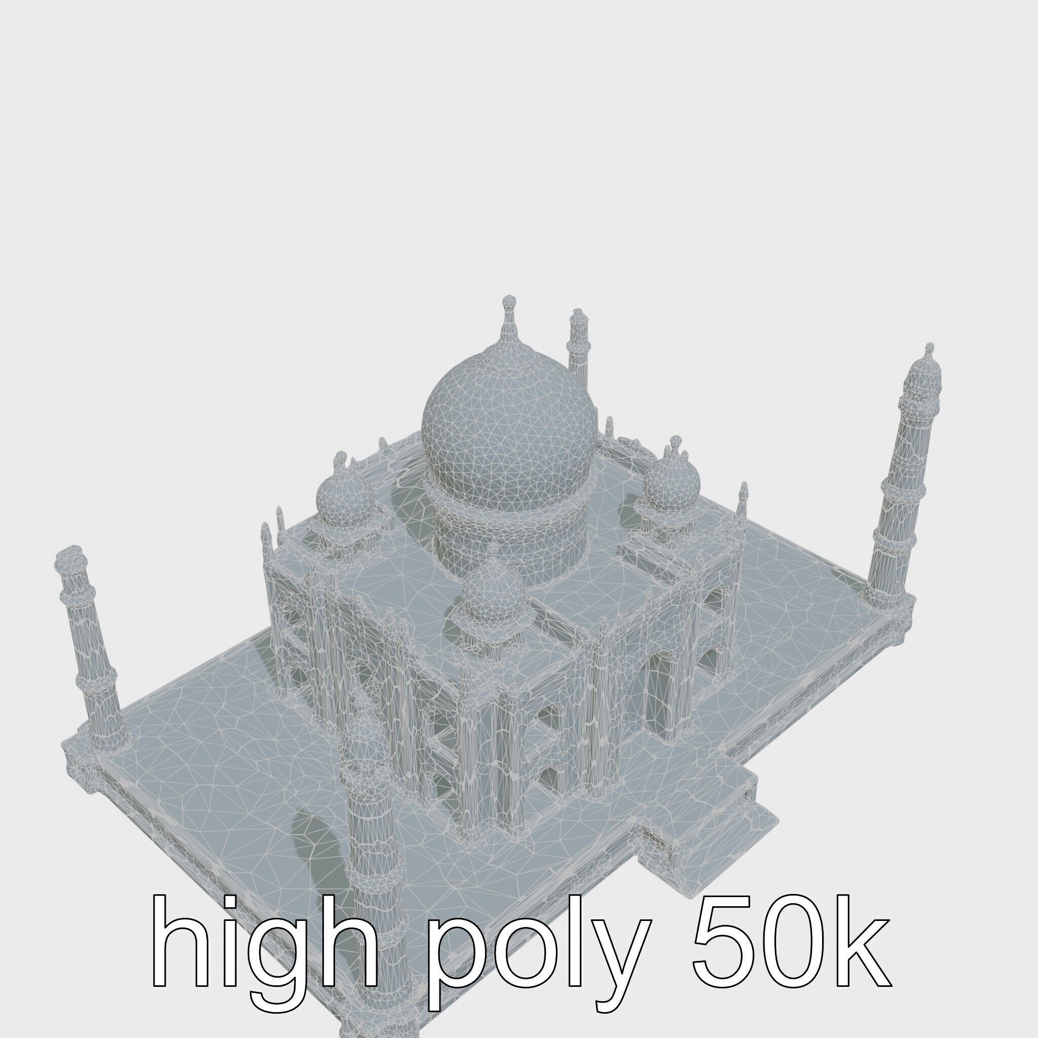Taj Mahal Elegant Marble Structure Low-poly 3D model_47