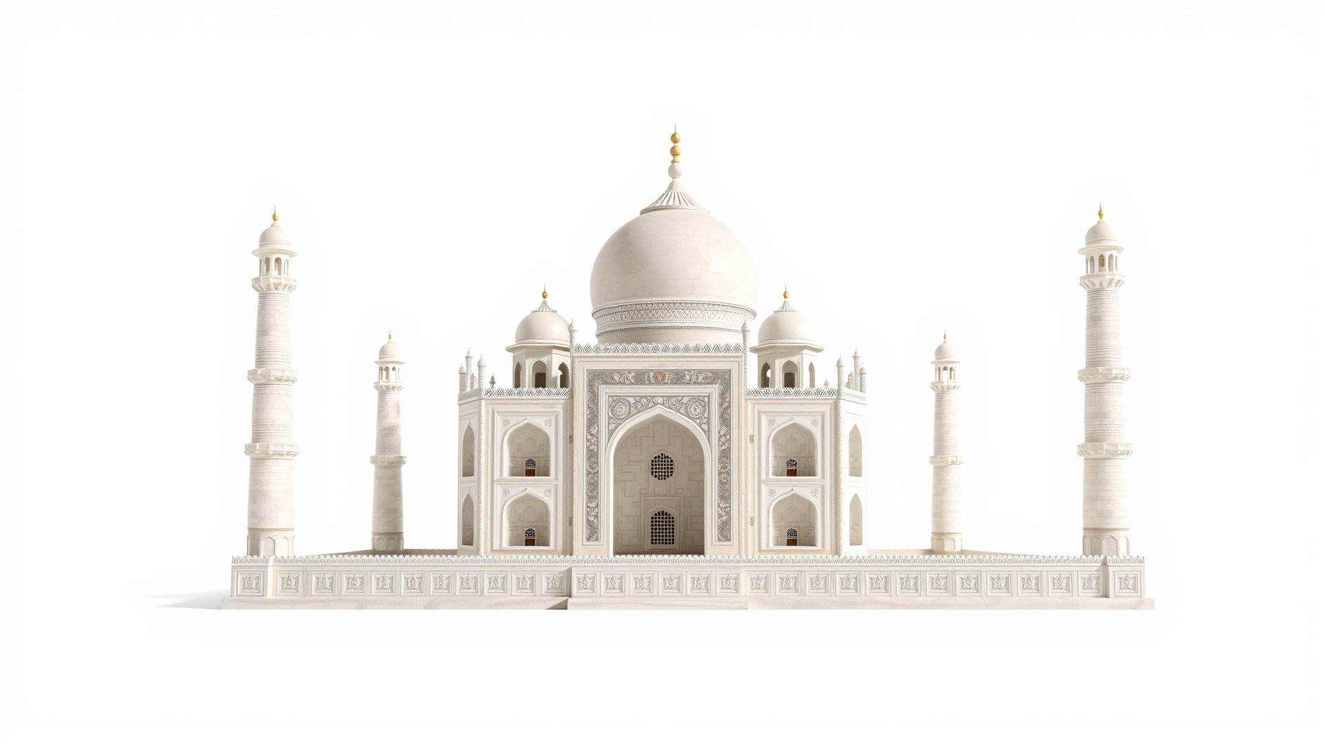 Taj Mahal Elegant Marble Structure Low-poly 3D model_37