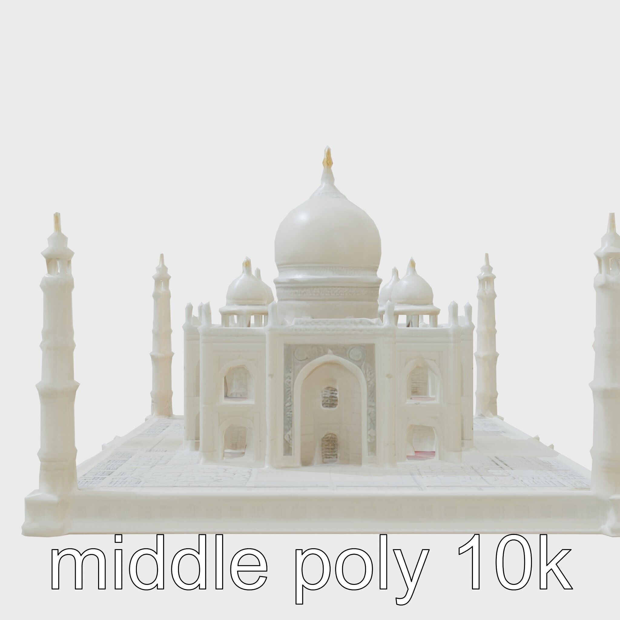 Taj Mahal Elegant Marble Structure Low-poly 3D model_40