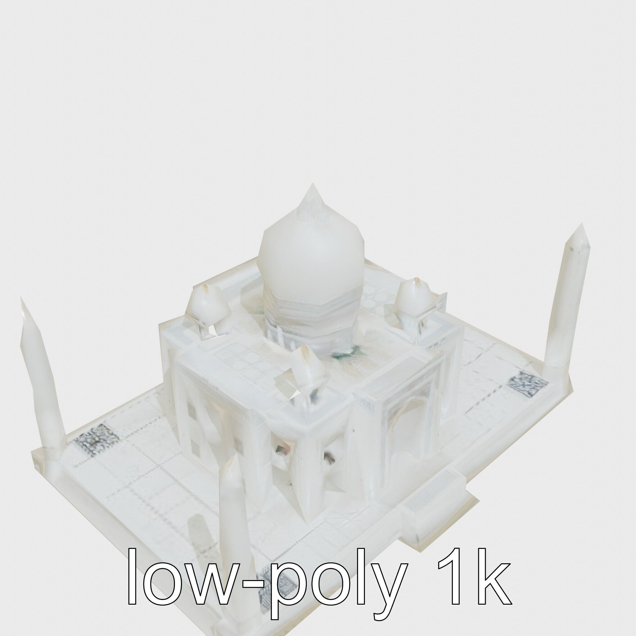 Taj Mahal Elegant Marble Structure Low-poly 3D model_50