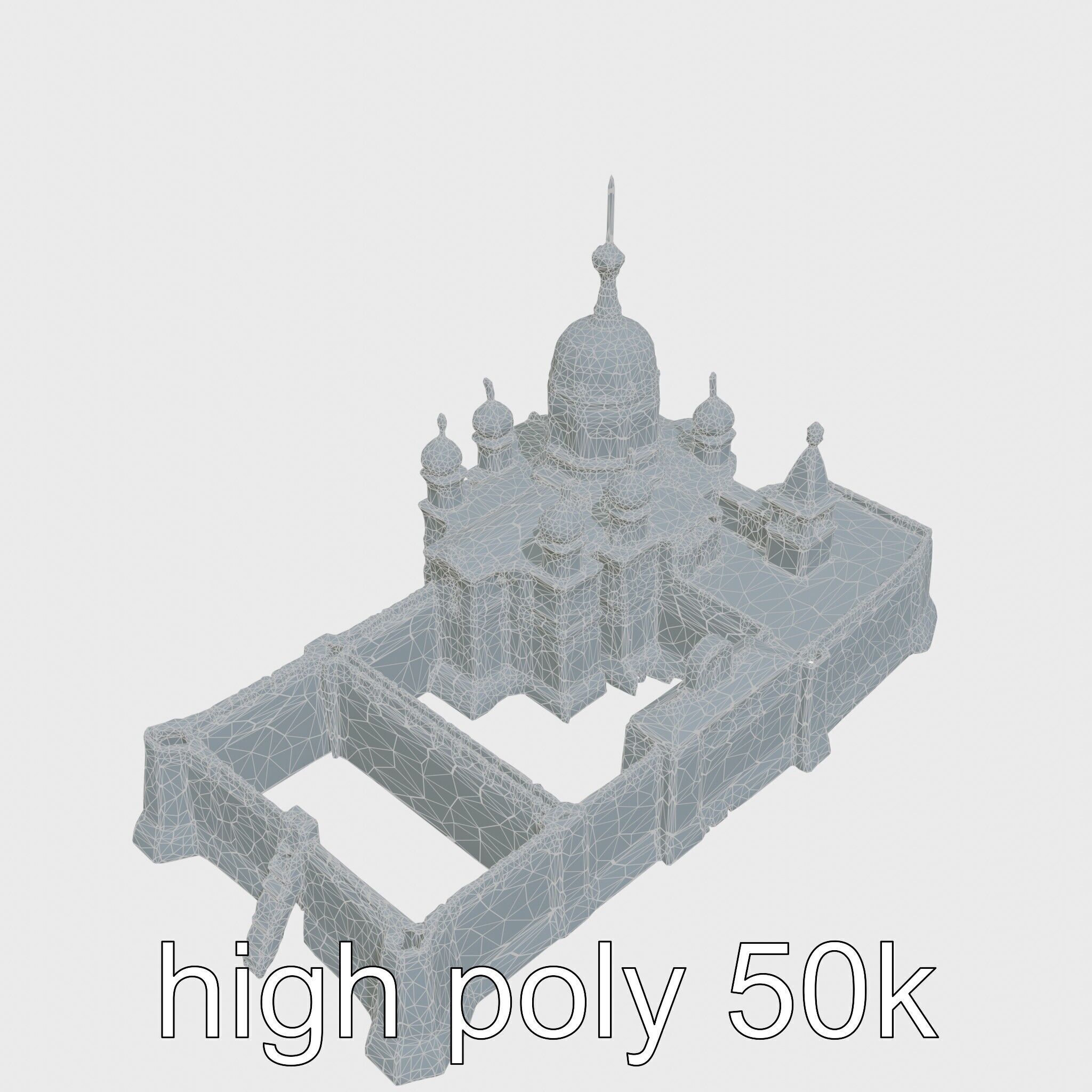 Taj Mahal Elegant Marble Structure Low-poly 3D model_36