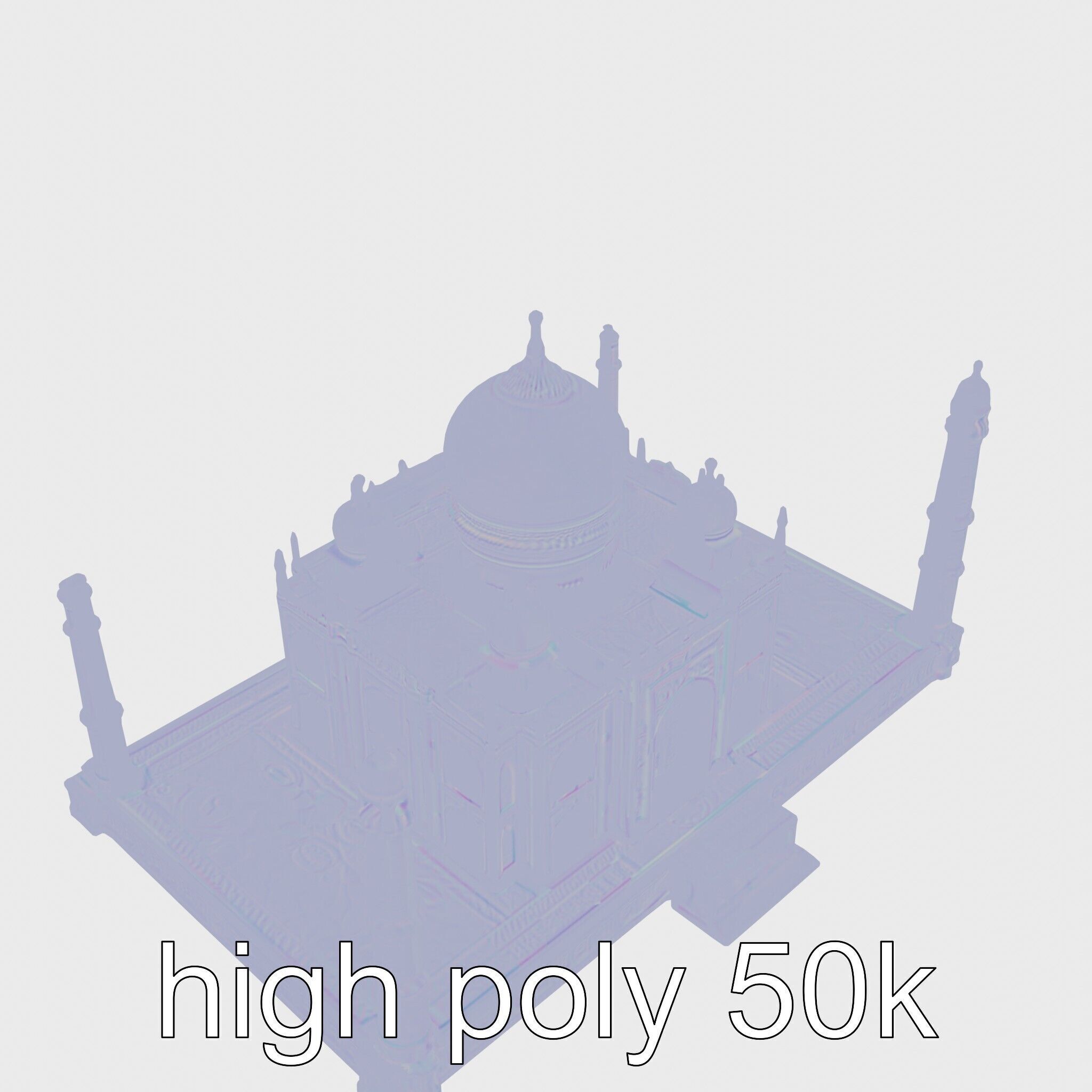 Taj Mahal Elegant Marble Structure Low-poly 3D model_51