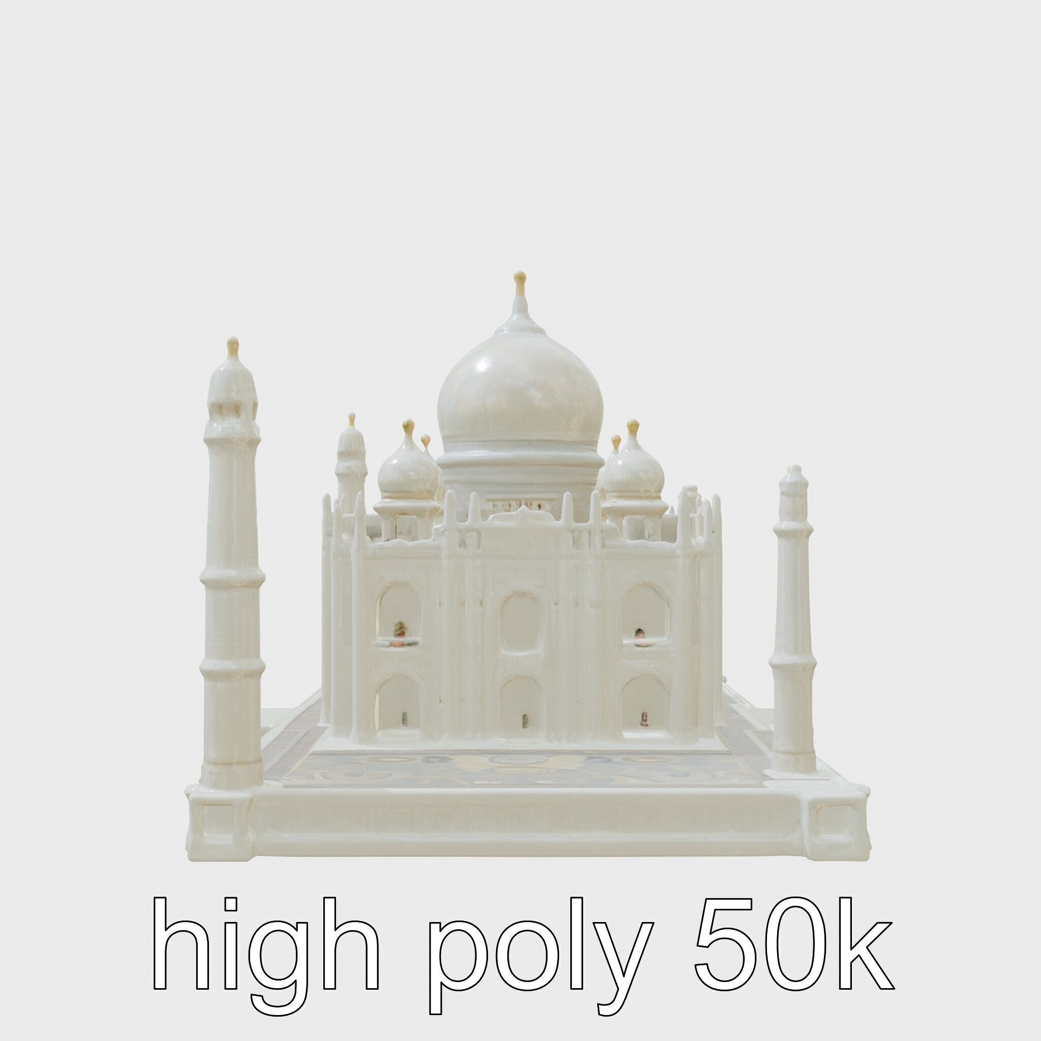 Taj Mahal Elegant Marble Structure Low-poly 3D model_39