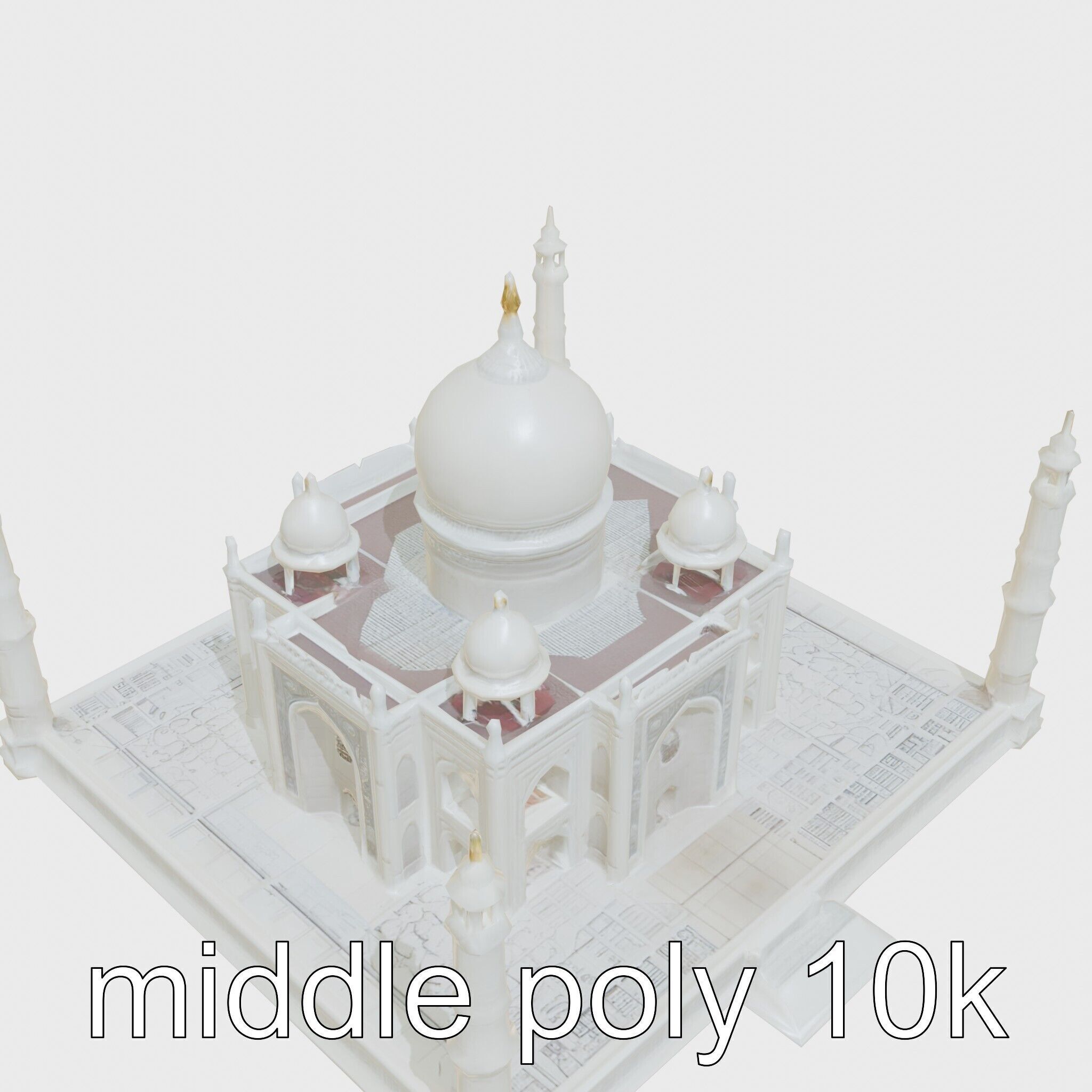 Taj Mahal Elegant Marble Structure Low-poly 3D model_46