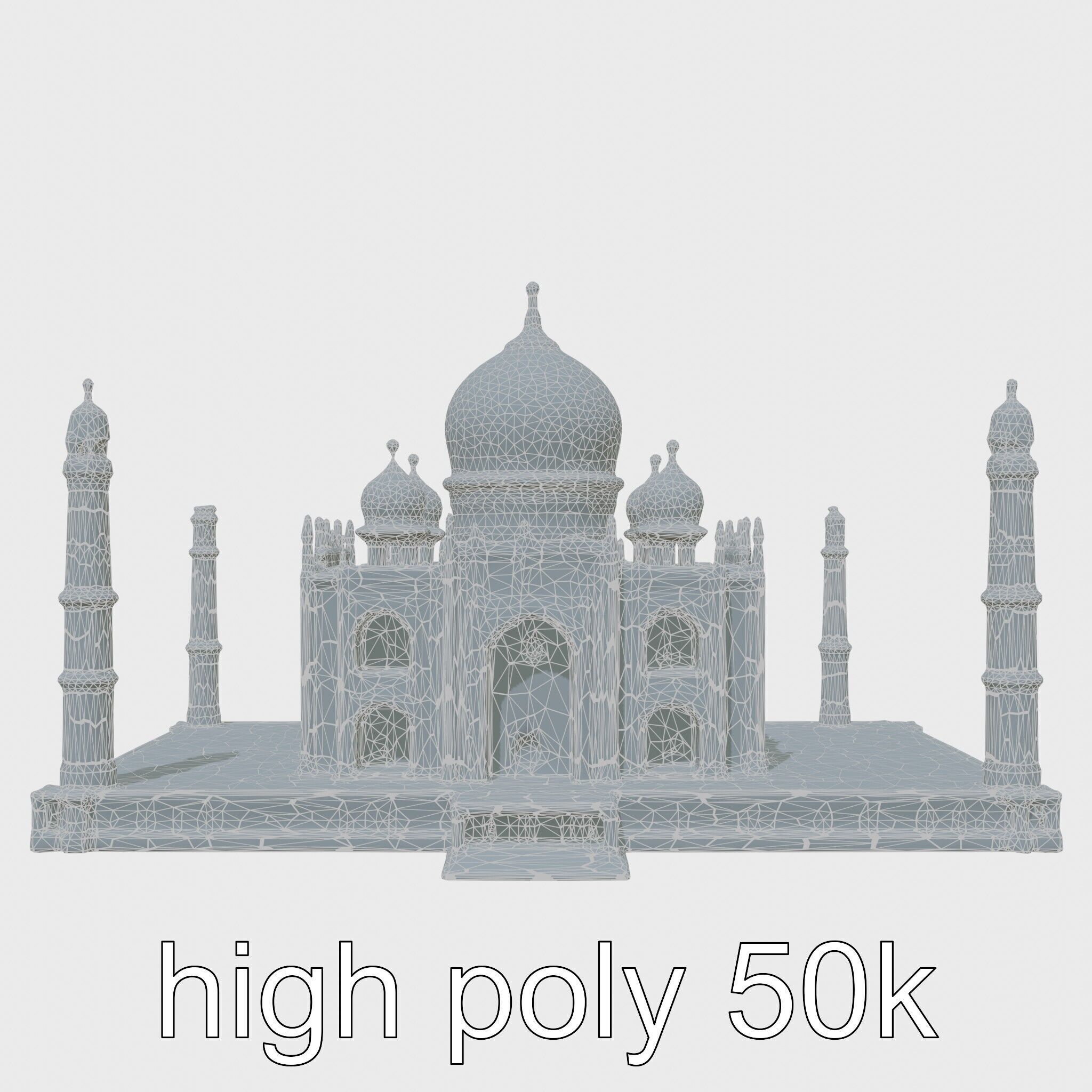 Taj Mahal Elegant Marble Structure Low-poly 3D model_56
