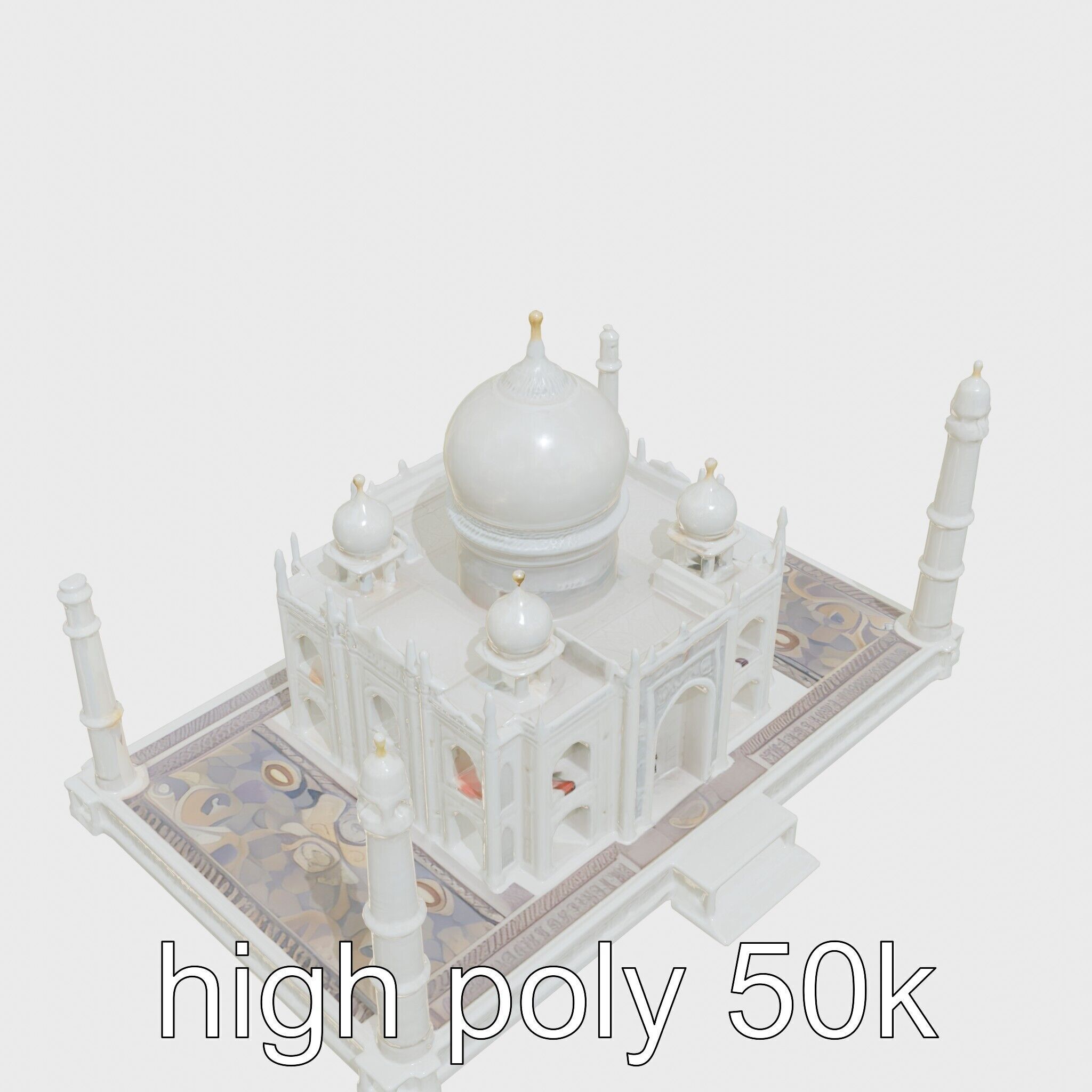 Taj Mahal Elegant Marble Structure Low-poly 3D model_45