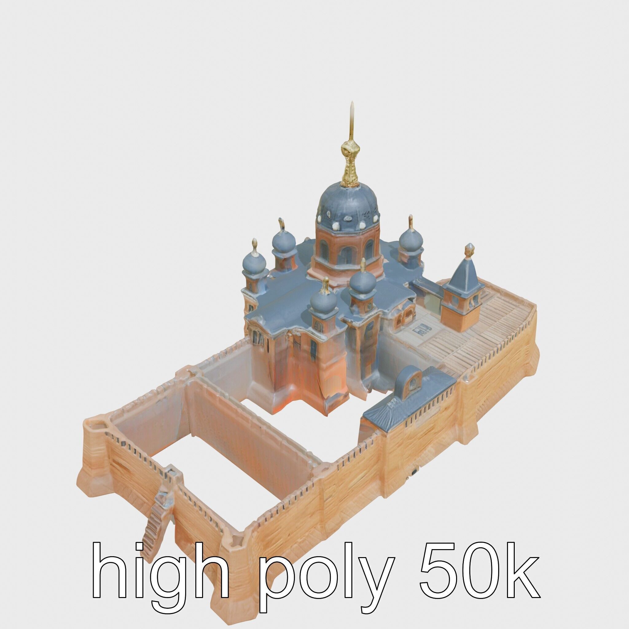 Taj Mahal Elegant Marble Structure Low-poly 3D model_14