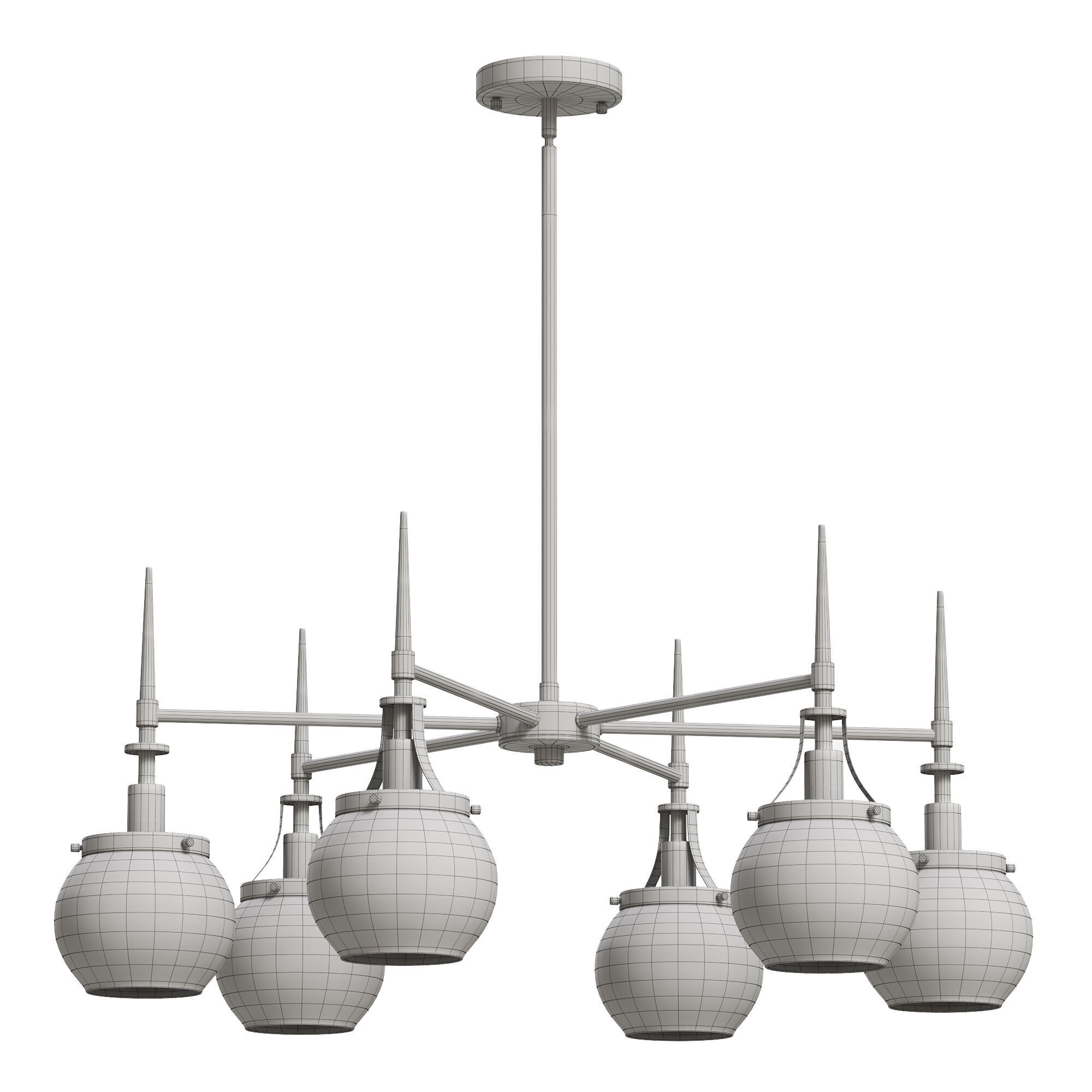 Loram 6 Light Dimmable Chandelier 3D model_1