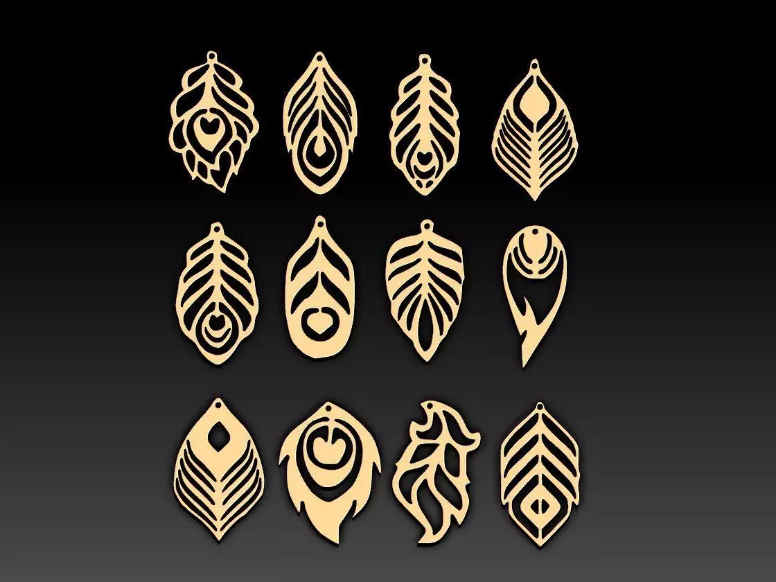 Feather Simple Pendant Pack M34 3D print model