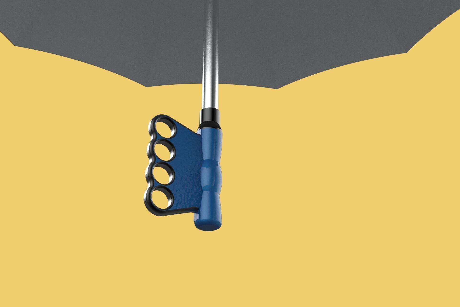 KNUCKLE SAFE UMBRELLA FINGER HOLE GRIP HAND TEXTING IN THE RAIN 3D model_21