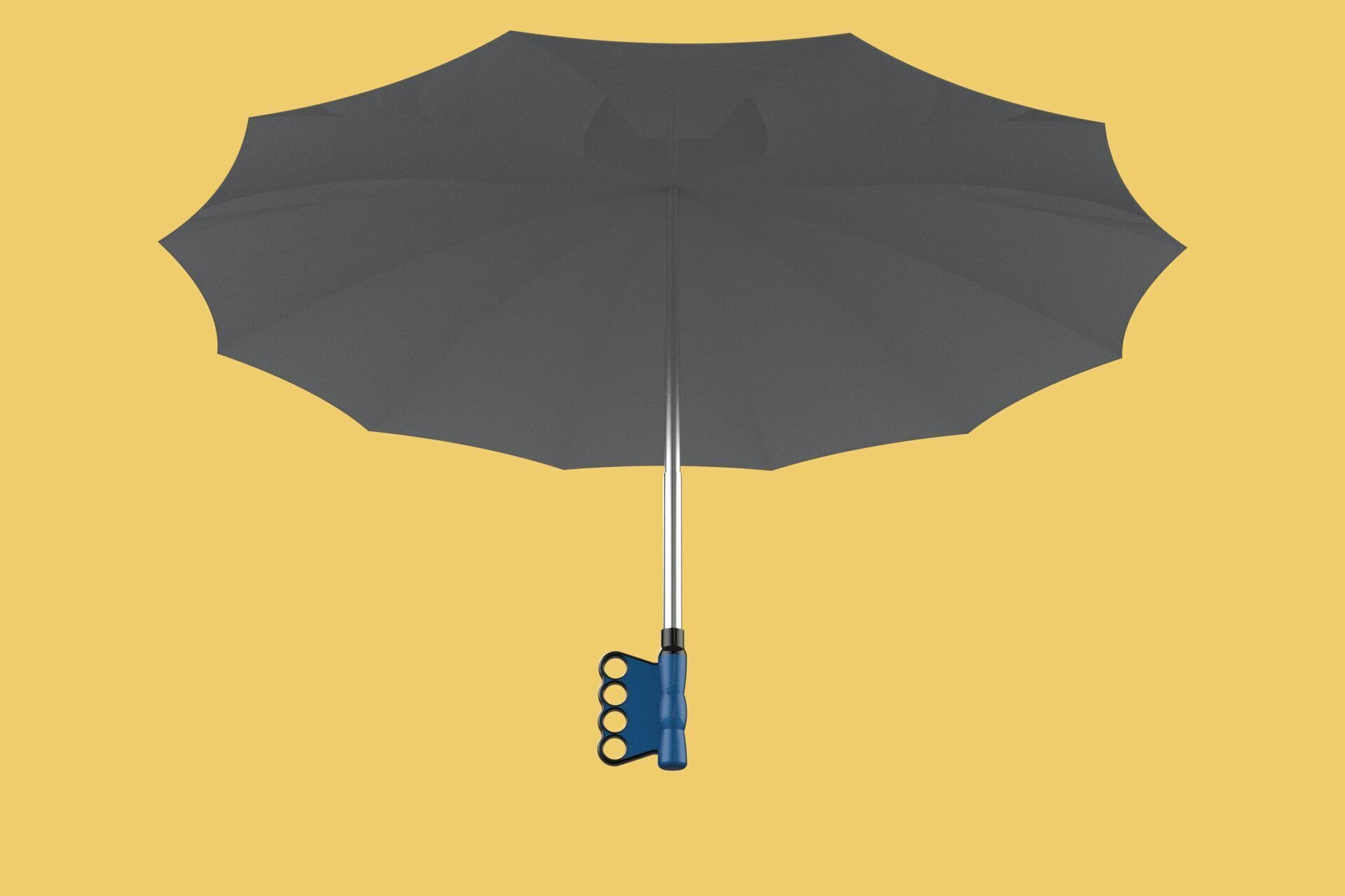 KNUCKLE SAFE UMBRELLA FINGER HOLE GRIP HAND TEXTING IN THE RAIN 3D model_6