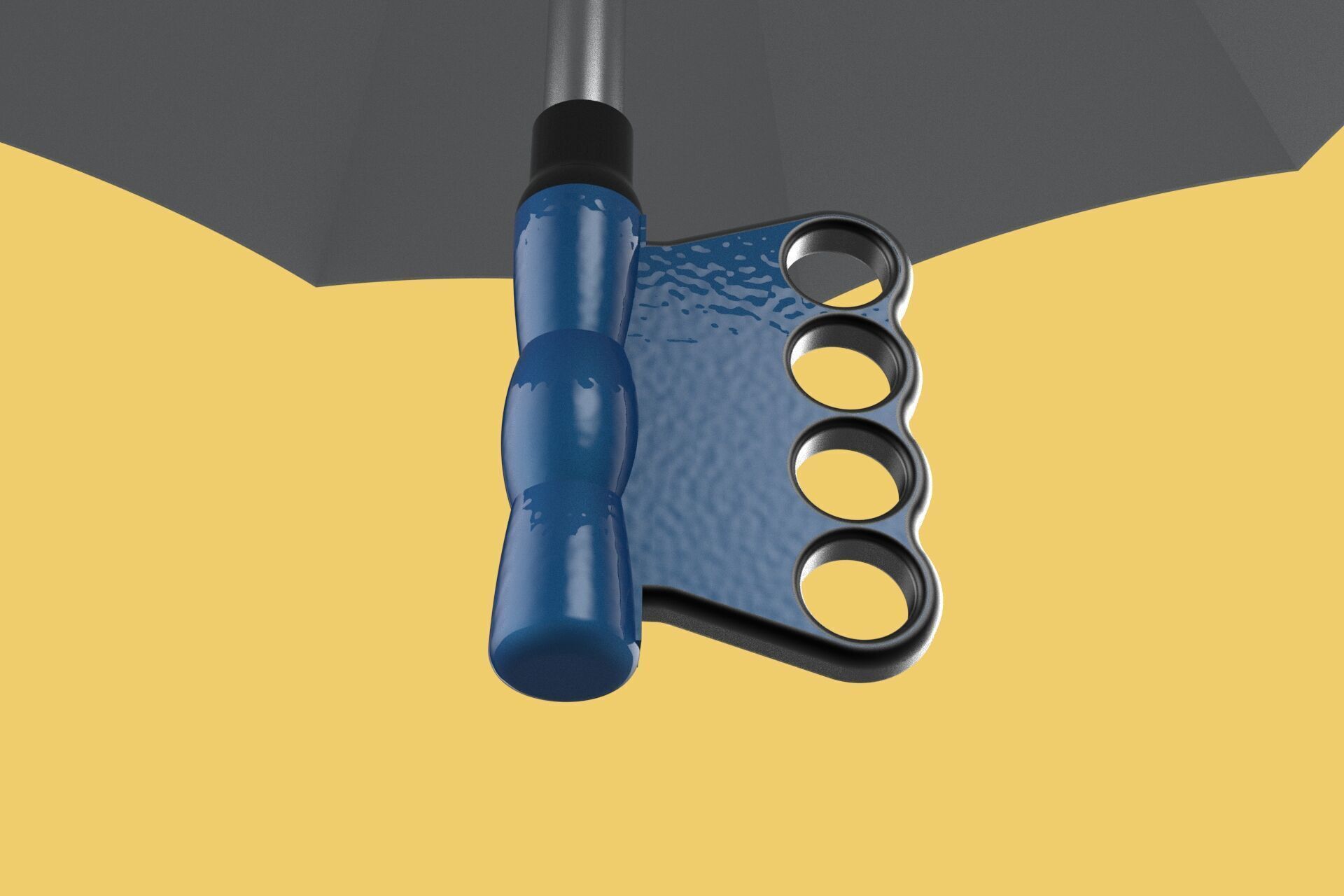 KNUCKLE SAFE UMBRELLA FINGER HOLE GRIP HAND TEXTING IN THE RAIN 3D model_26