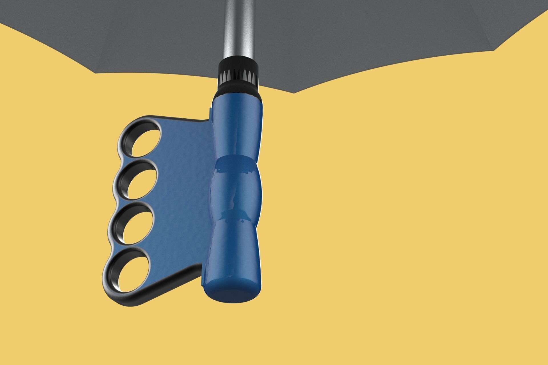 KNUCKLE SAFE UMBRELLA FINGER HOLE GRIP HAND TEXTING IN THE RAIN 3D model_1