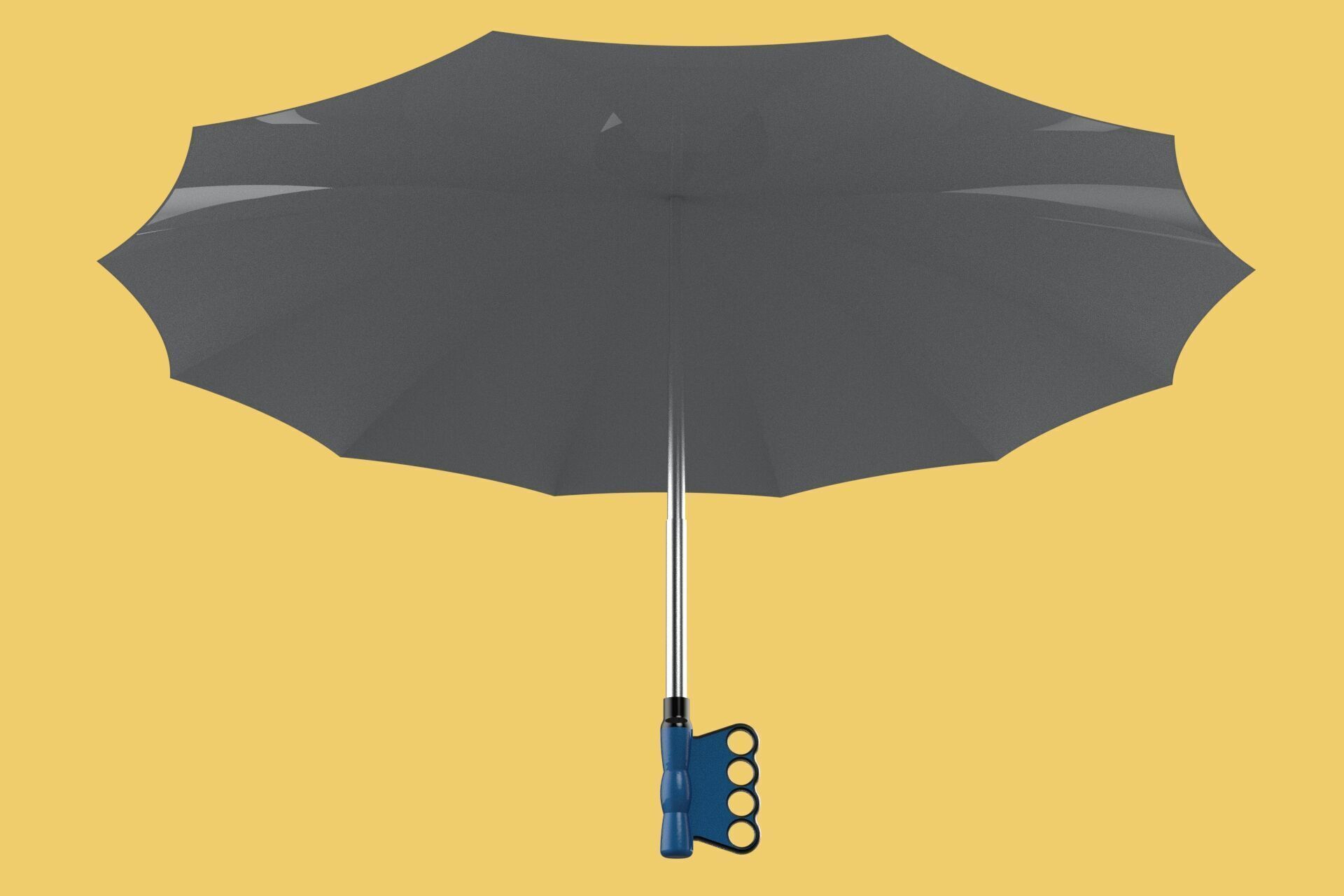 KNUCKLE SAFE UMBRELLA FINGER HOLE GRIP HAND TEXTING IN THE RAIN 3D model_2