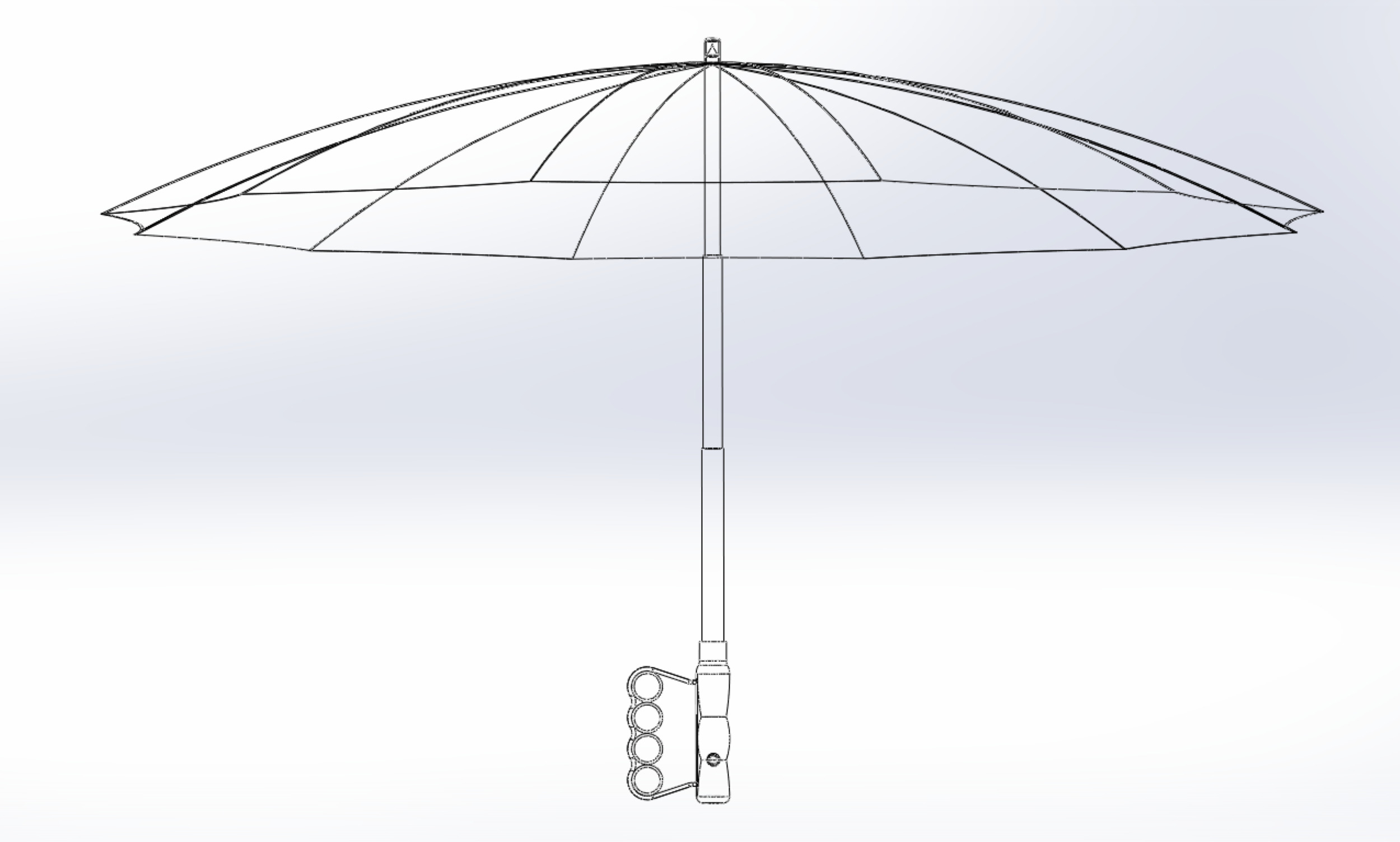 KNUCKLE SAFE UMBRELLA FINGER HOLE GRIP HAND TEXTING IN THE RAIN 3D model_34