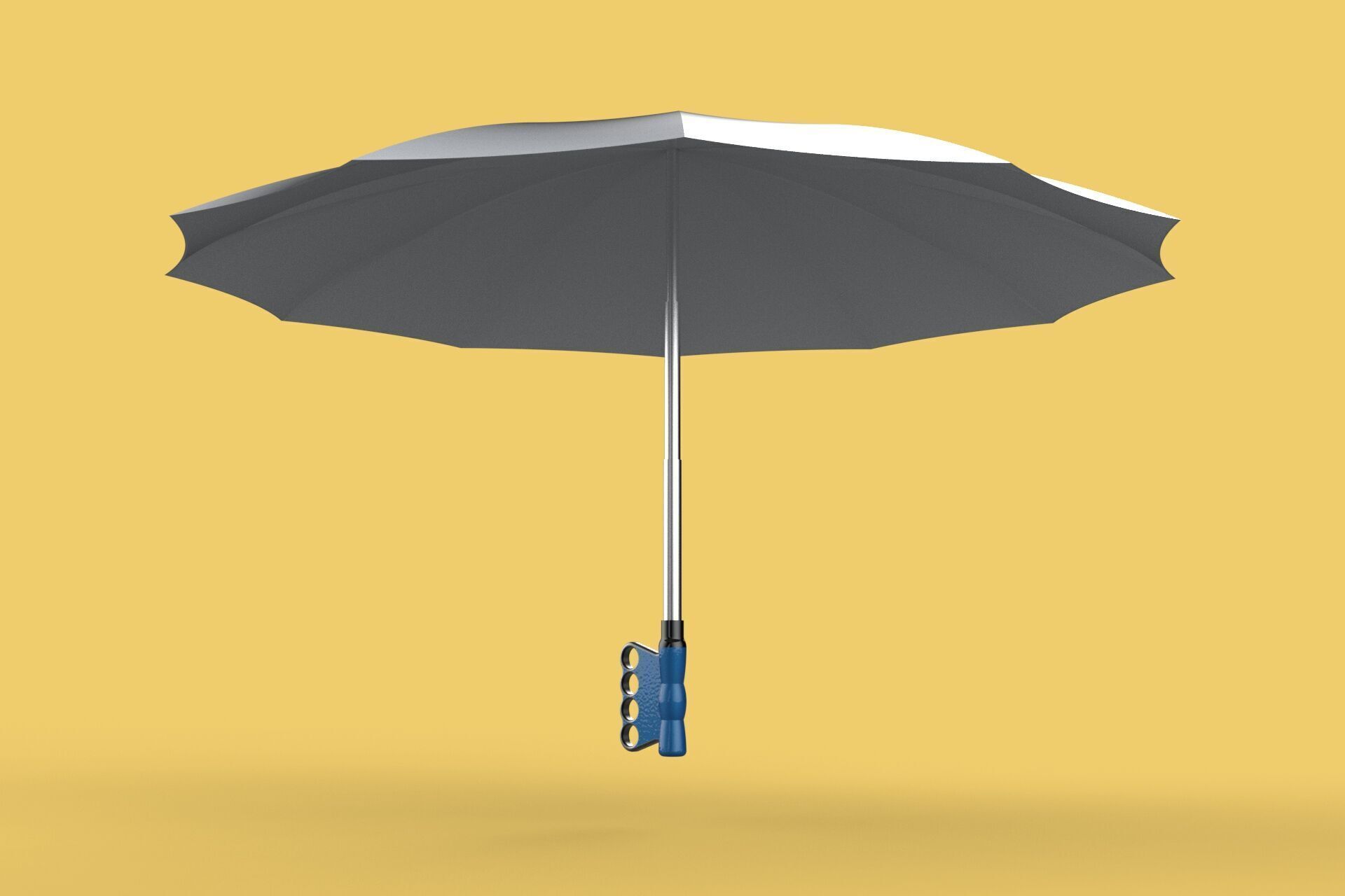 KNUCKLE SAFE UMBRELLA FINGER HOLE GRIP HAND TEXTING IN THE RAIN 3D model_15