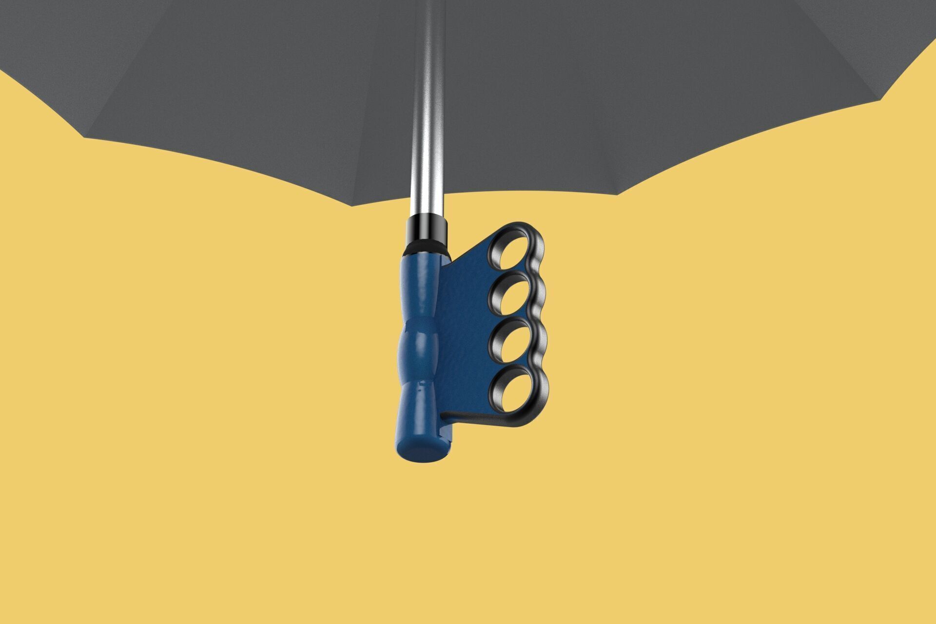 KNUCKLE SAFE UMBRELLA FINGER HOLE GRIP HAND TEXTING IN THE RAIN 3D model_22