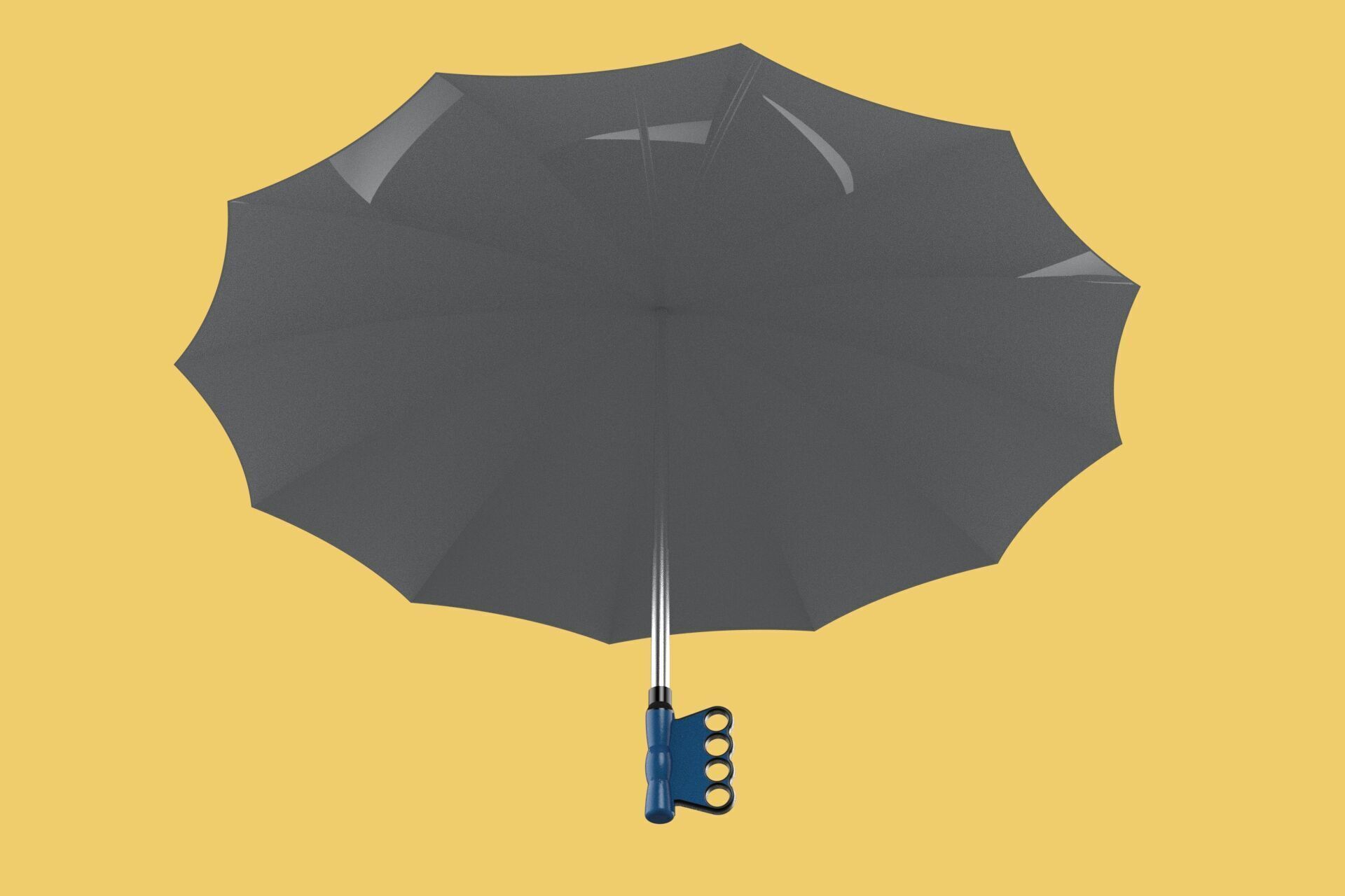 KNUCKLE SAFE UMBRELLA FINGER HOLE GRIP HAND TEXTING IN THE RAIN 3D model_18