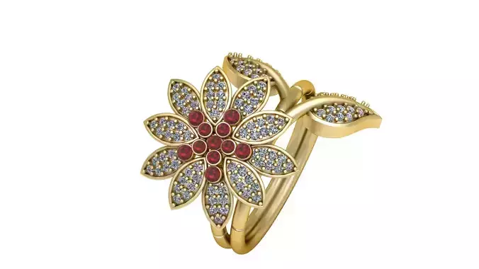 CRYSTAL FLOWER RINGT 3D PRINTABLE MODEL 