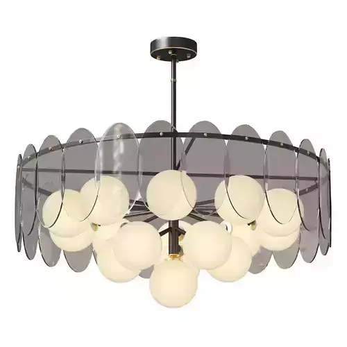 Sphere Copper Glass 16 Light Chandelier