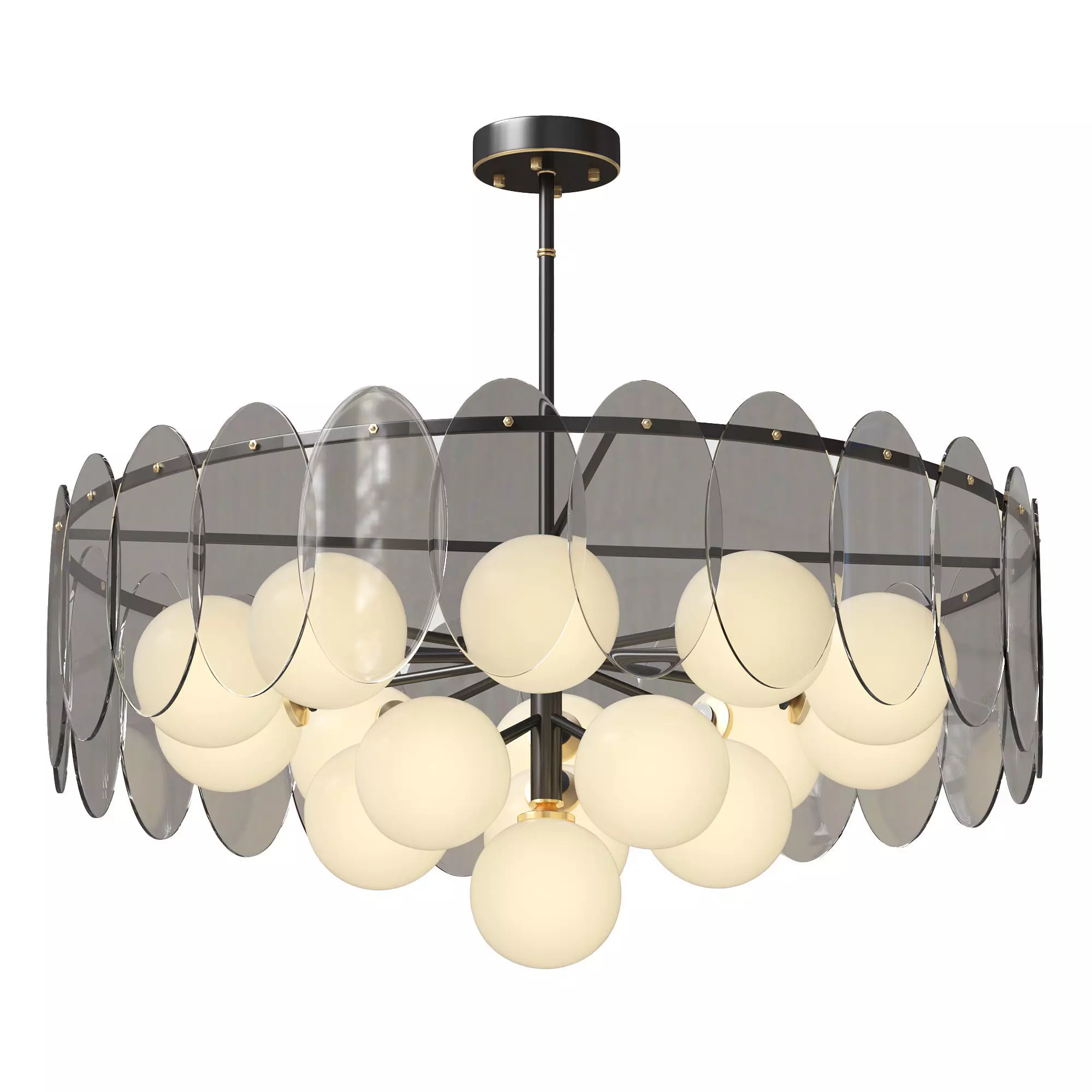 Sphere Copper Glass 16 Light Chandelier 3D model_0