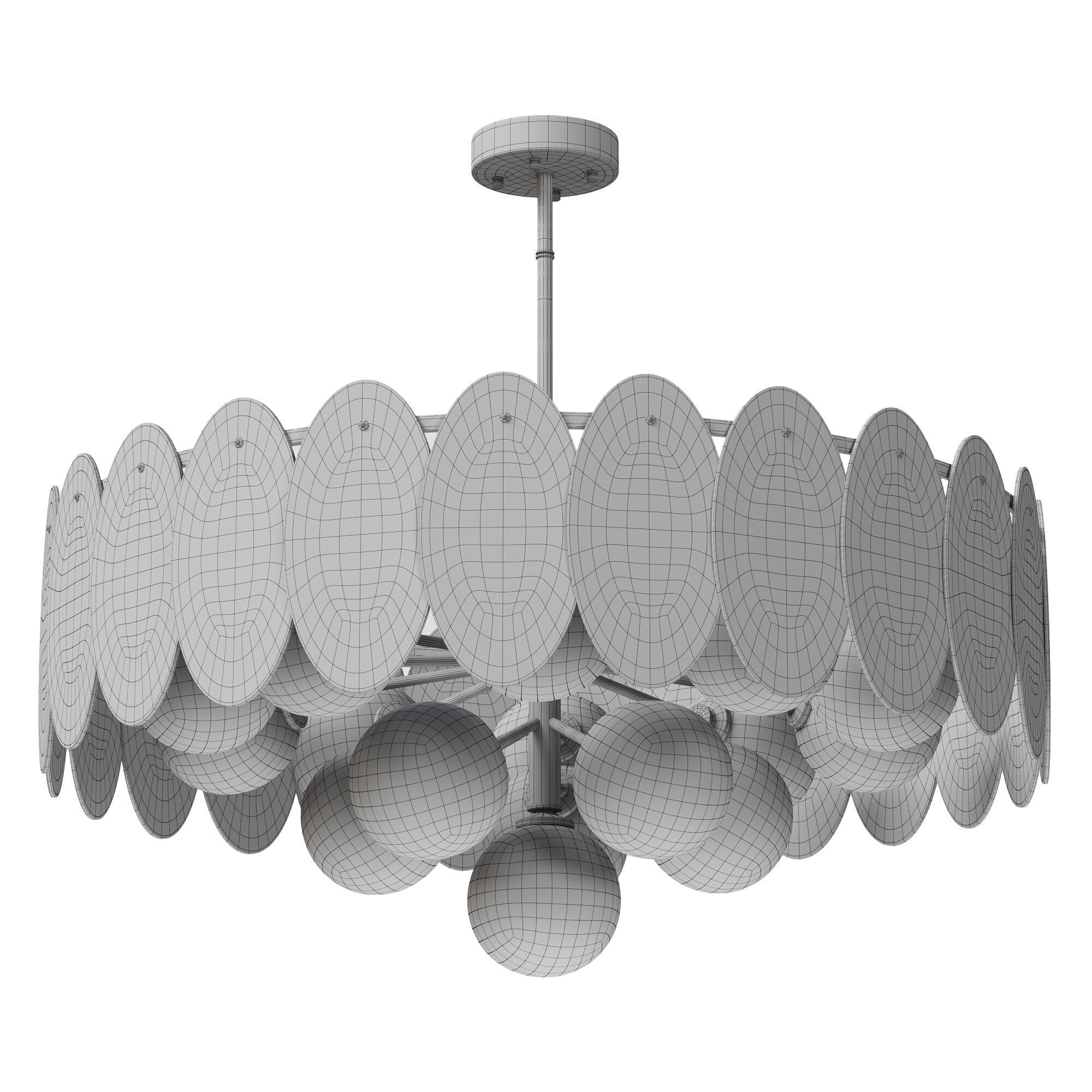 Sphere Copper Glass 16 Light Chandelier 3D model_2