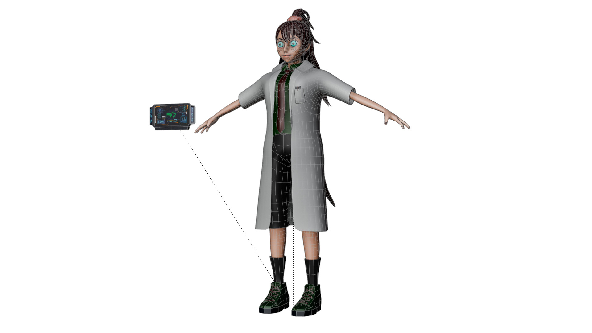 Cyber Tech Girl Optimized 3D Character for Unreal Unity Low-poly 3D model_10