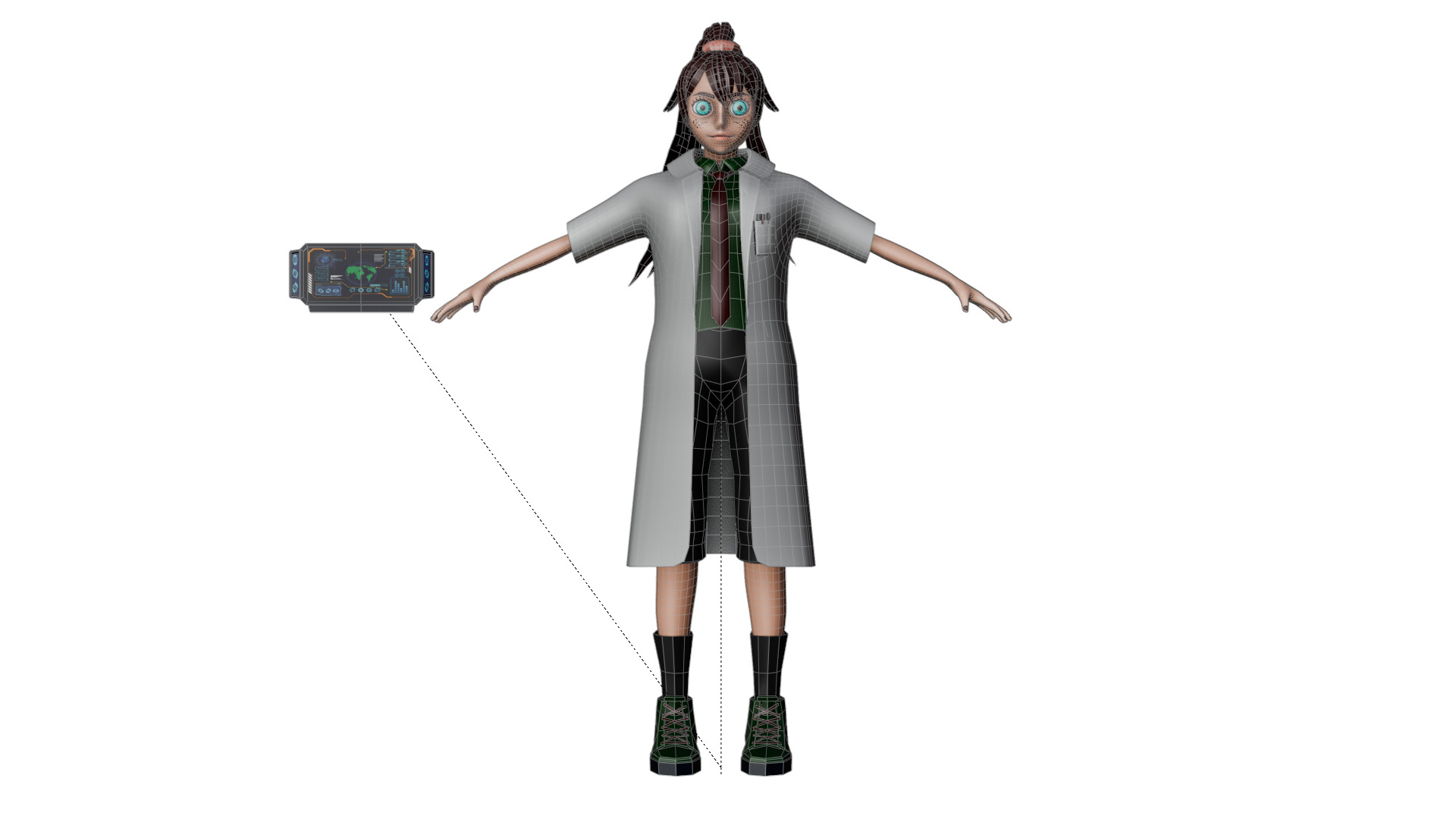 Cyber Tech Girl Optimized 3D Character for Unreal Unity Low-poly 3D model_11