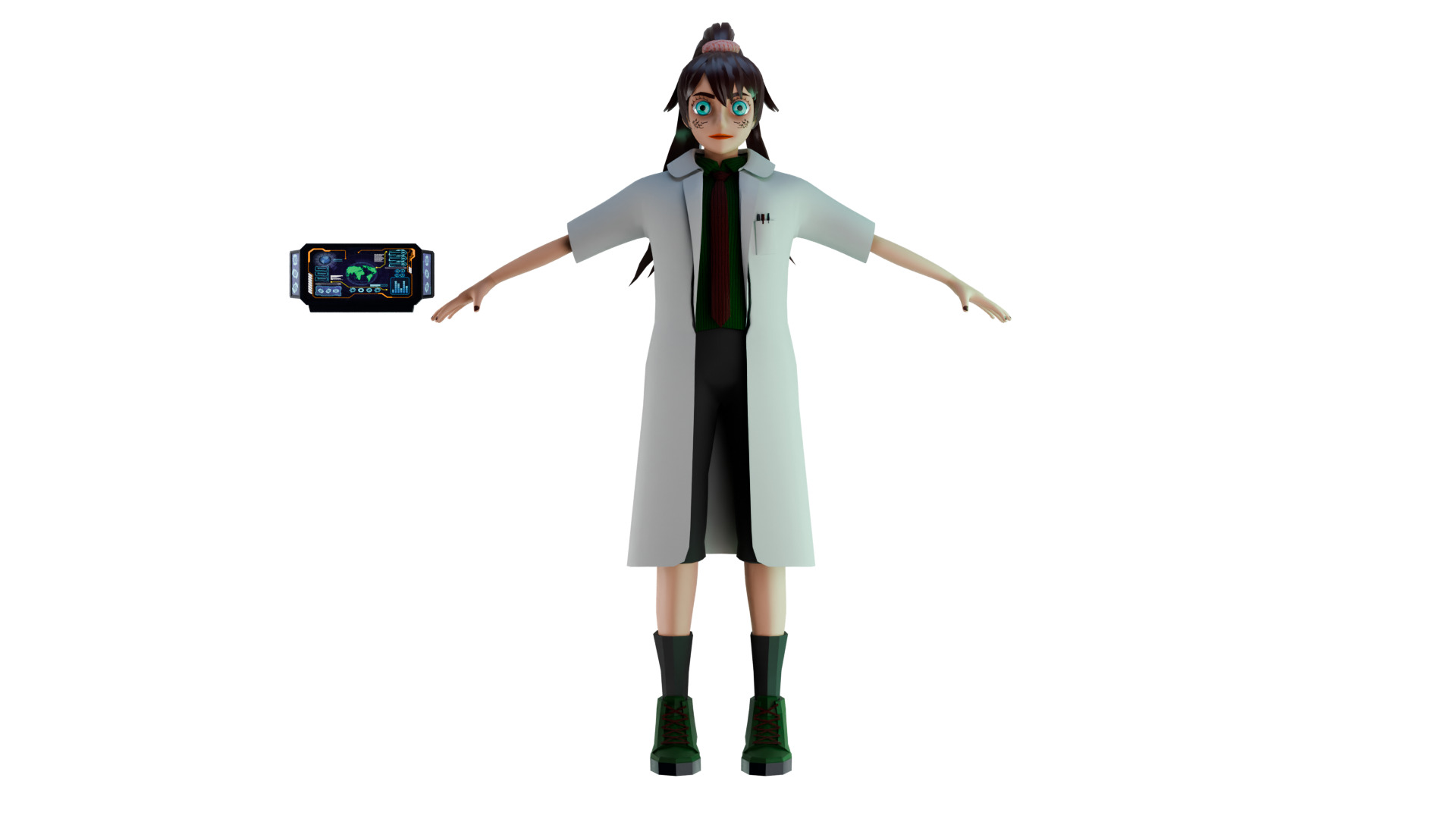 Cyber Tech Girl Optimized 3D Character for Unreal Unity Low-poly 3D model_1