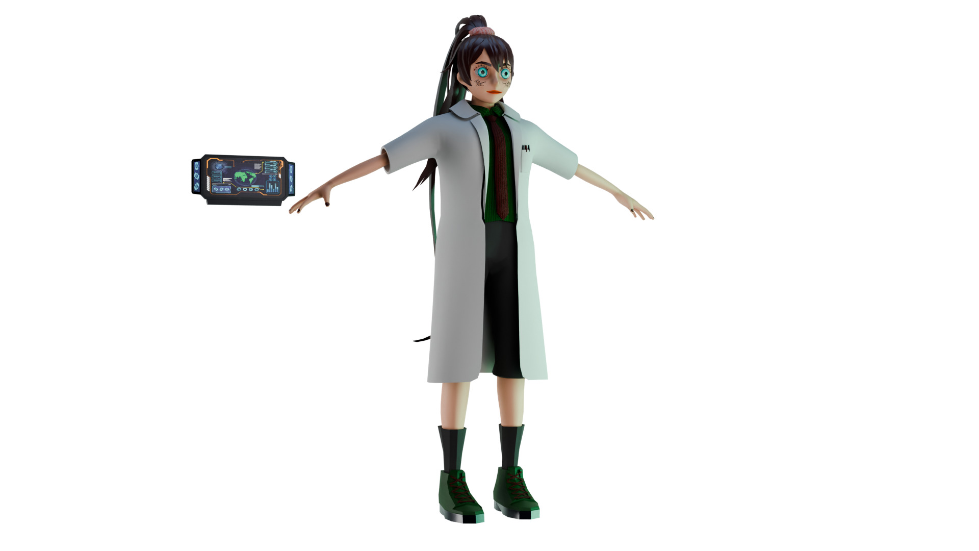 Cyber Tech Girl Optimized 3D Character for Unreal Unity Low-poly 3D model_4