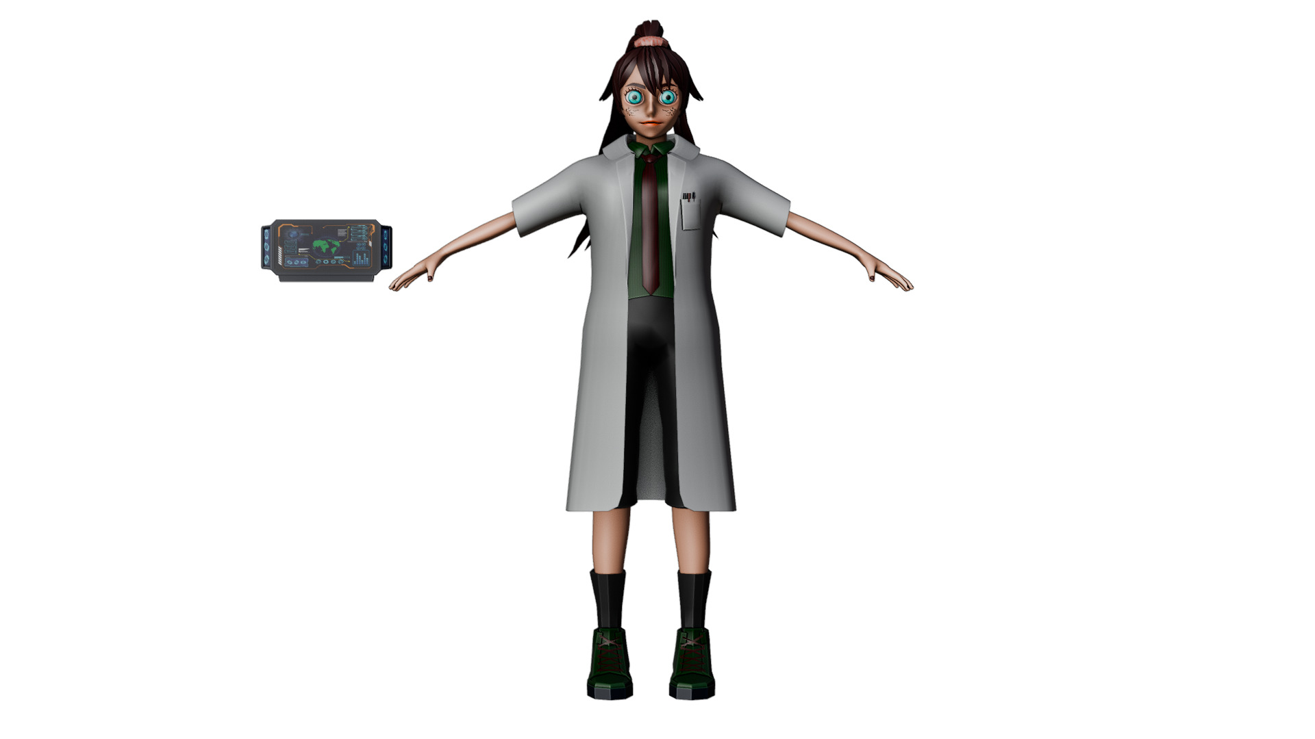 Cyber Tech Girl Optimized 3D Character for Unreal Unity Low-poly 3D model_6