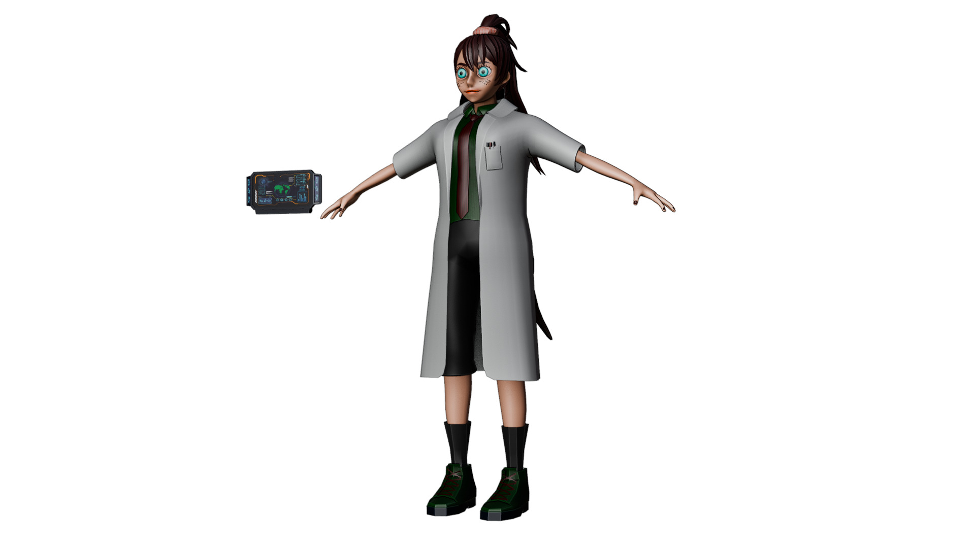 Cyber Tech Girl Optimized 3D Character for Unreal Unity Low-poly 3D model_9