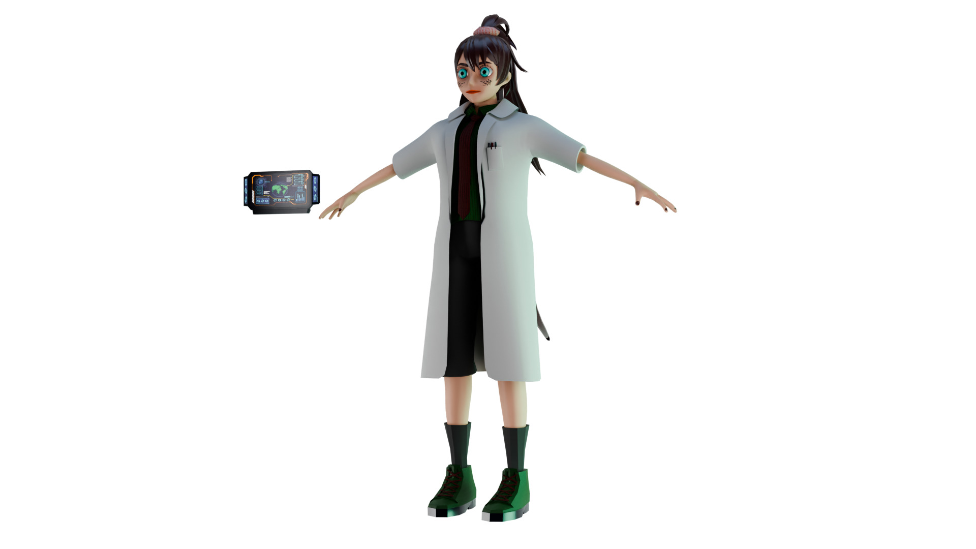 Cyber Tech Girl Optimized 3D Character for Unreal Unity Low-poly 3D model_2