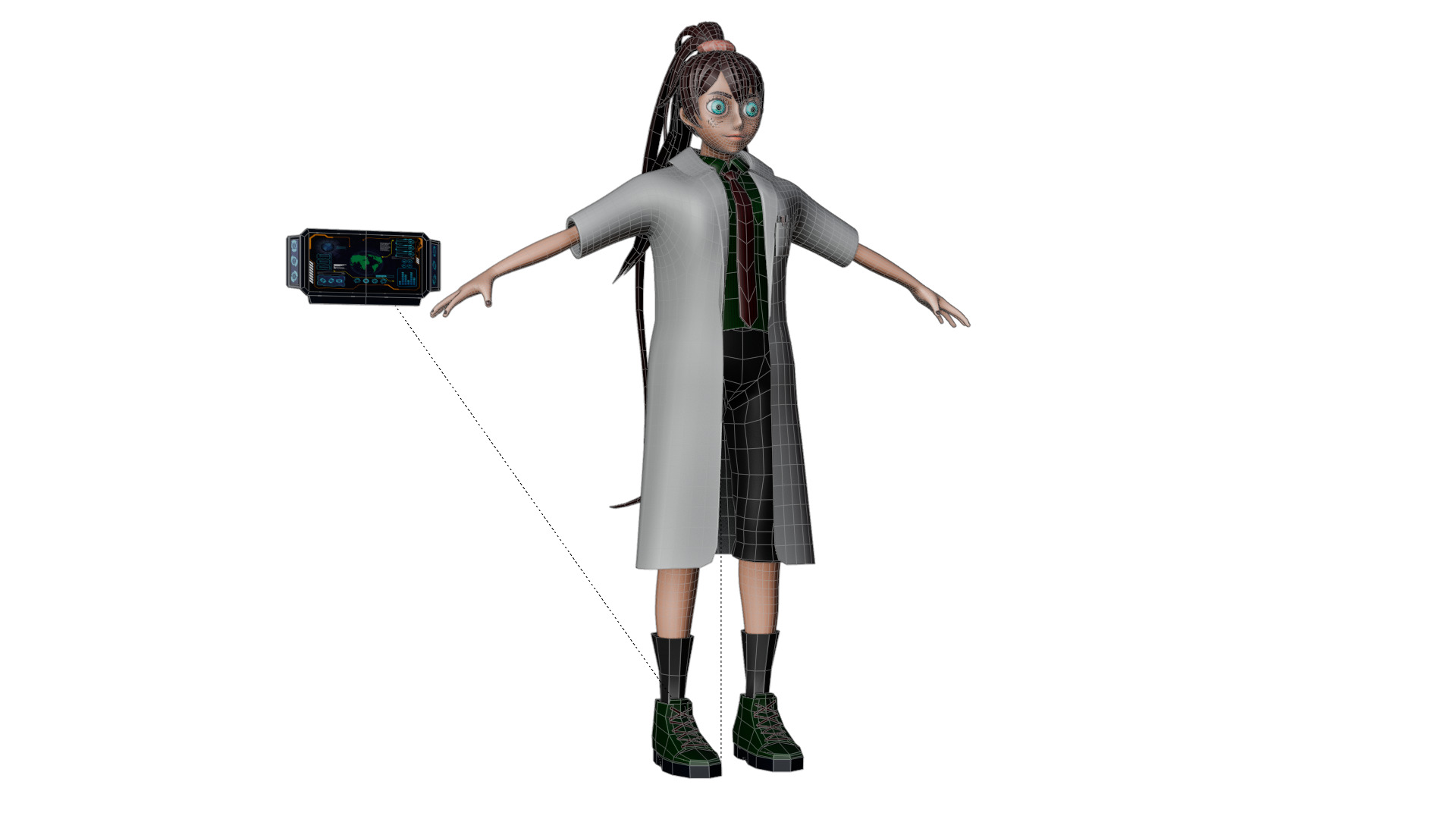 Cyber Tech Girl Optimized 3D Character for Unreal Unity Low-poly 3D model_12