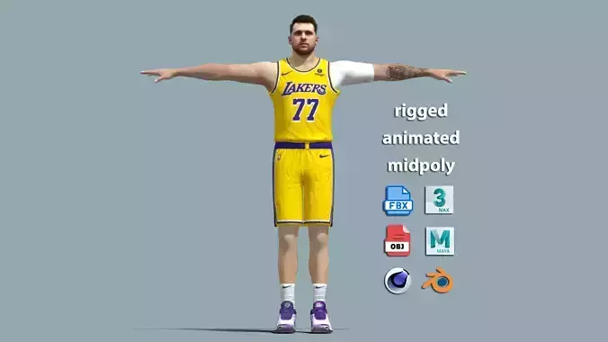 T-Pose Rigged Luka Doncic Los Angeles Lakers 3D model